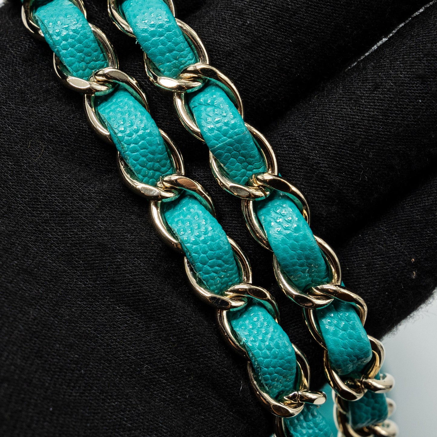 Chanel medium classic double flap bag caviar turquoise LGHW