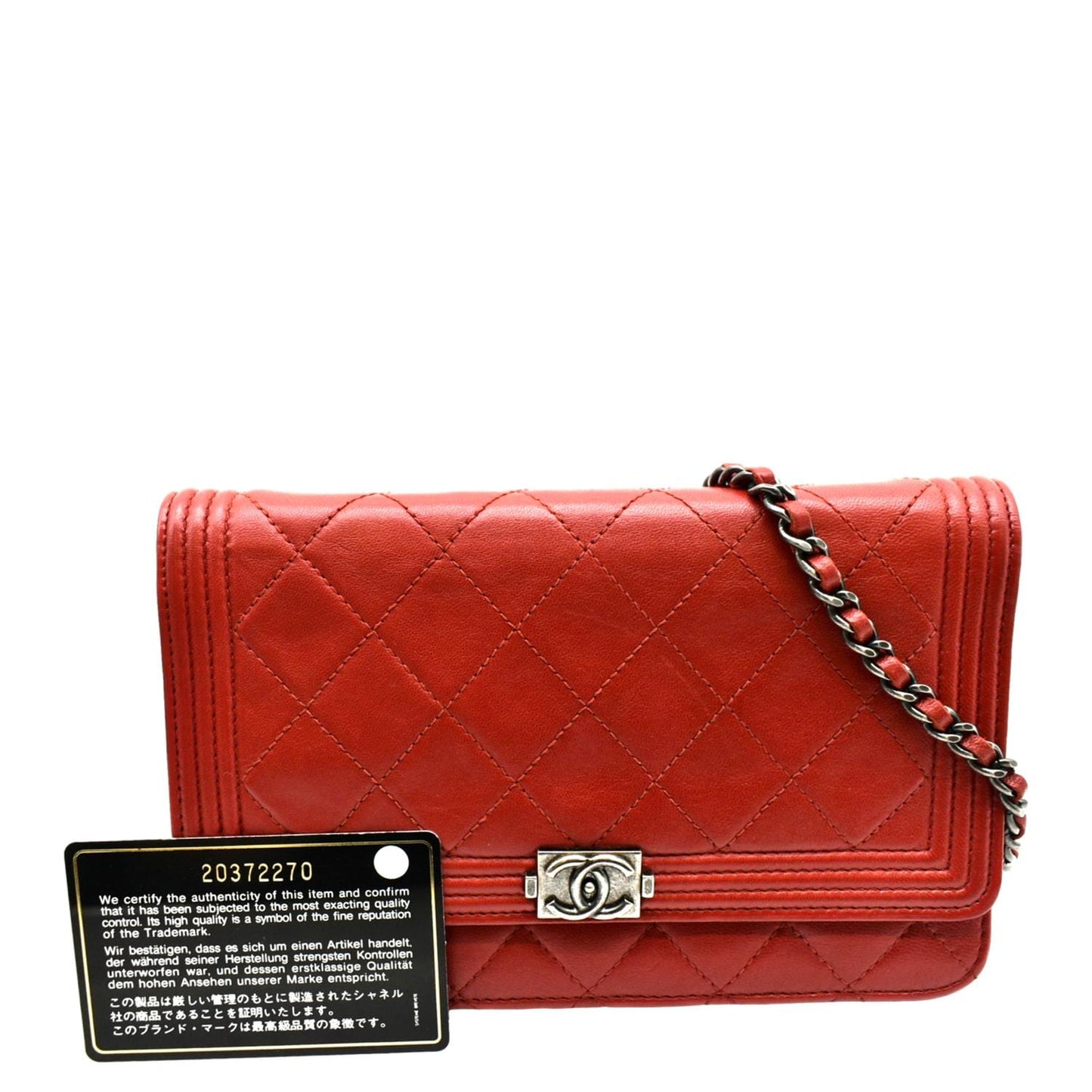 Luxury Chanel WOC Quilted Calfskin Leather Crossbody Wallet Red