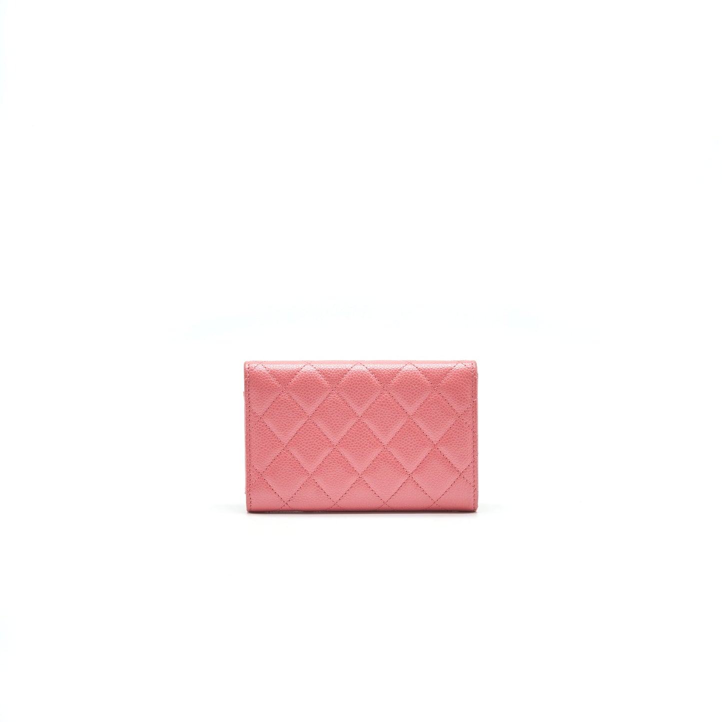 CHANEL CAVIAR MEDIUM FLAP WALLET ROSE PINK WITH GOLD CC LOGO