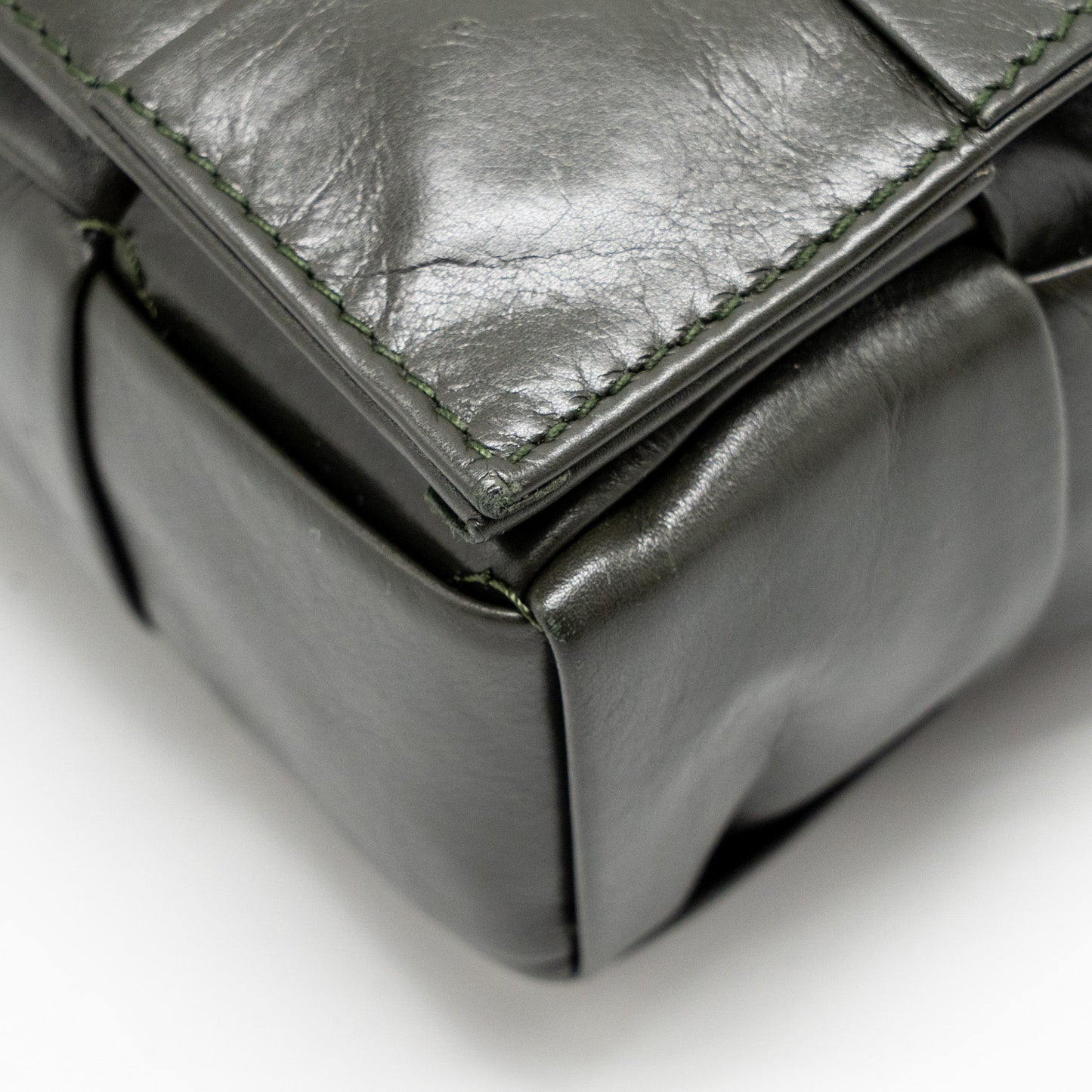 Bottega Veneta Cassette Crossbody Bag Lambskin Dark Green Ruthenium SHW