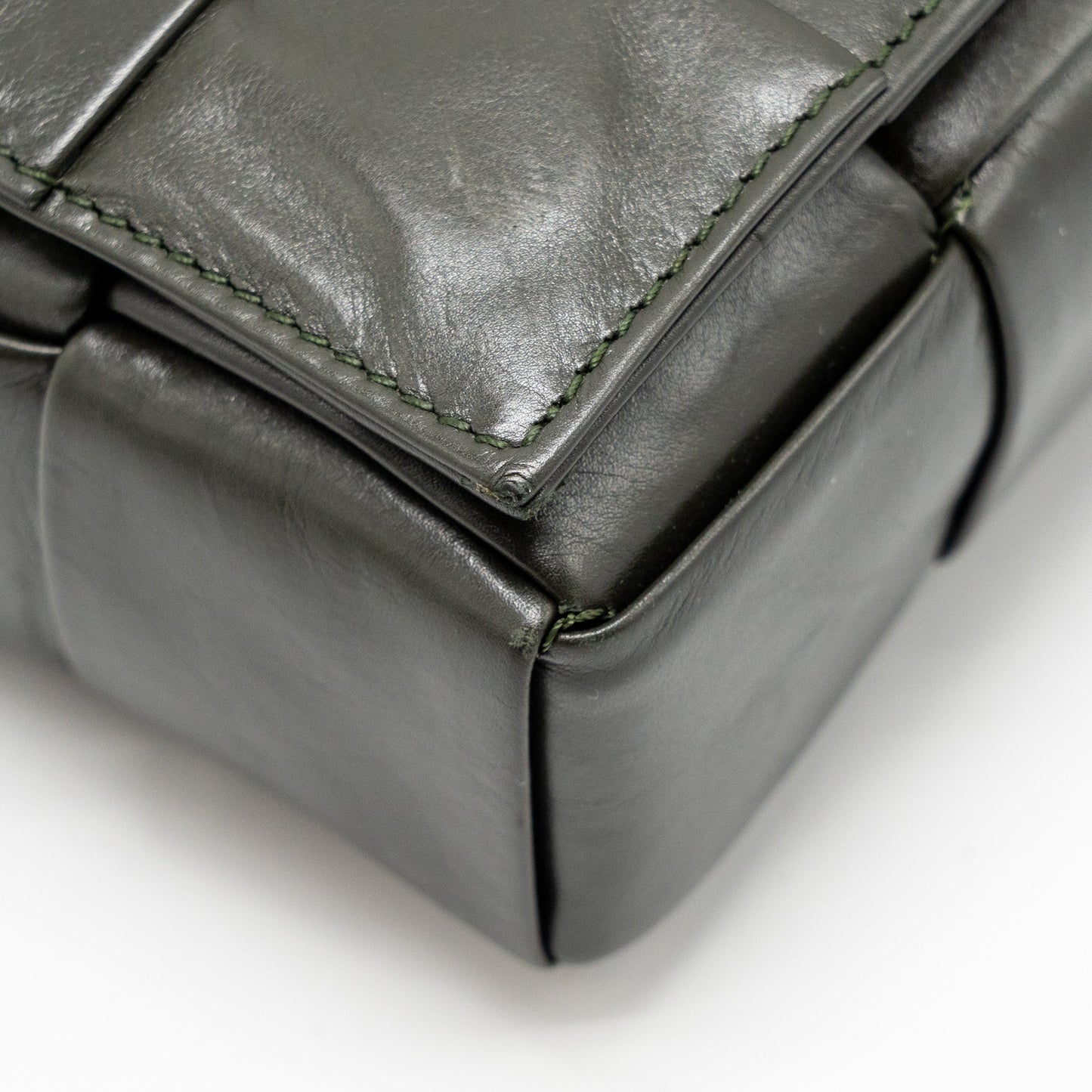 Bottega Veneta Cassette Crossbody Bag Lambskin Dark Green Ruthenium SHW