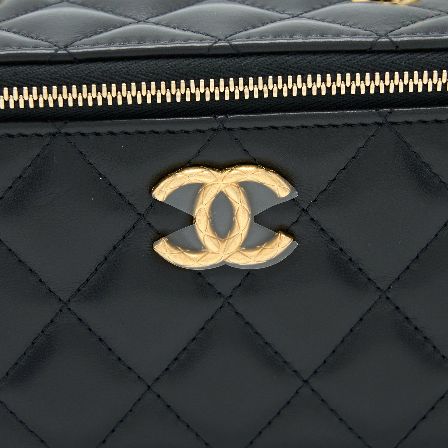 Chanel 22K Gold Pillar Adjustable Chain Long Vanity Lambskin Black GHW