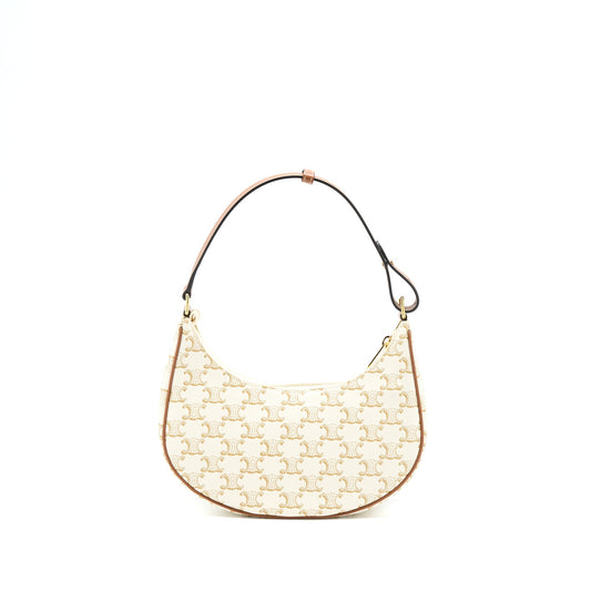 Celine Ava Bag in Triomphe Canvas/Calfskin White GHW