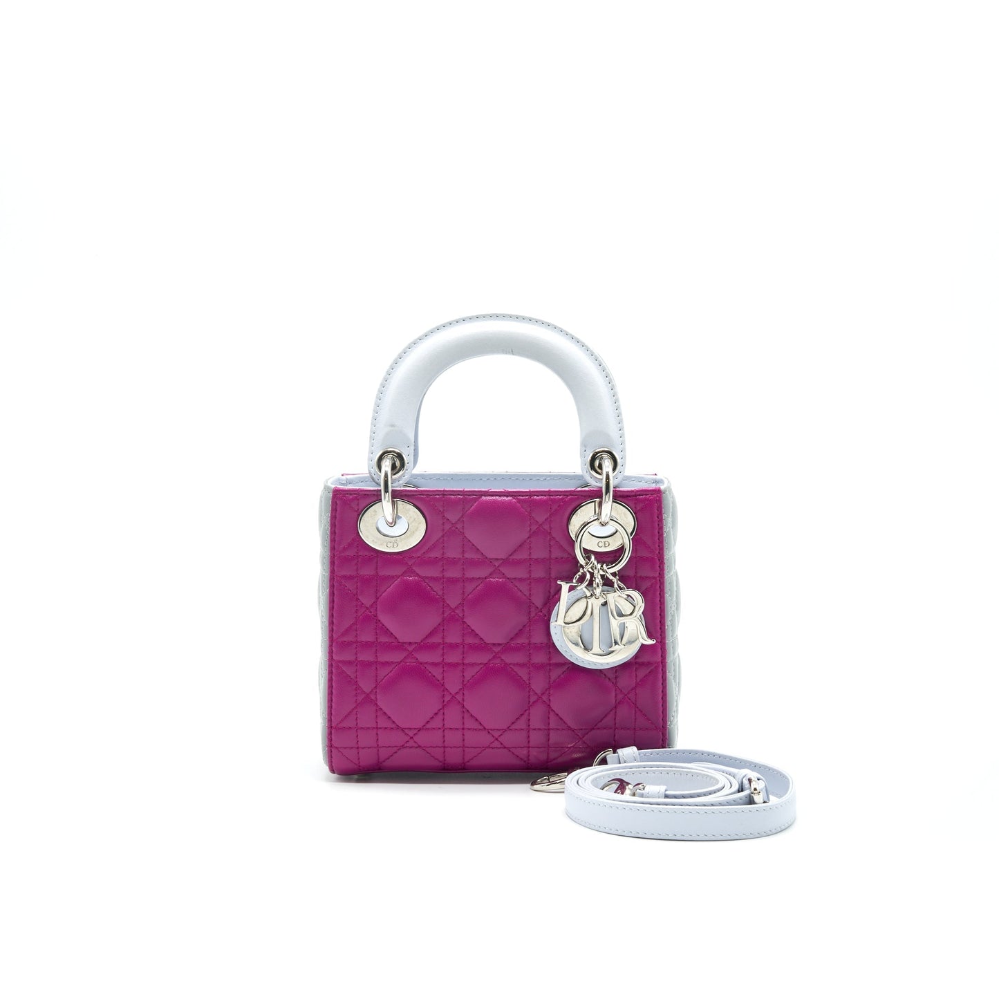 CHRISTIAN Luxury Dior MINI LADY Luxury Dior LAMBSKIN PINK/PURPLE/GREY