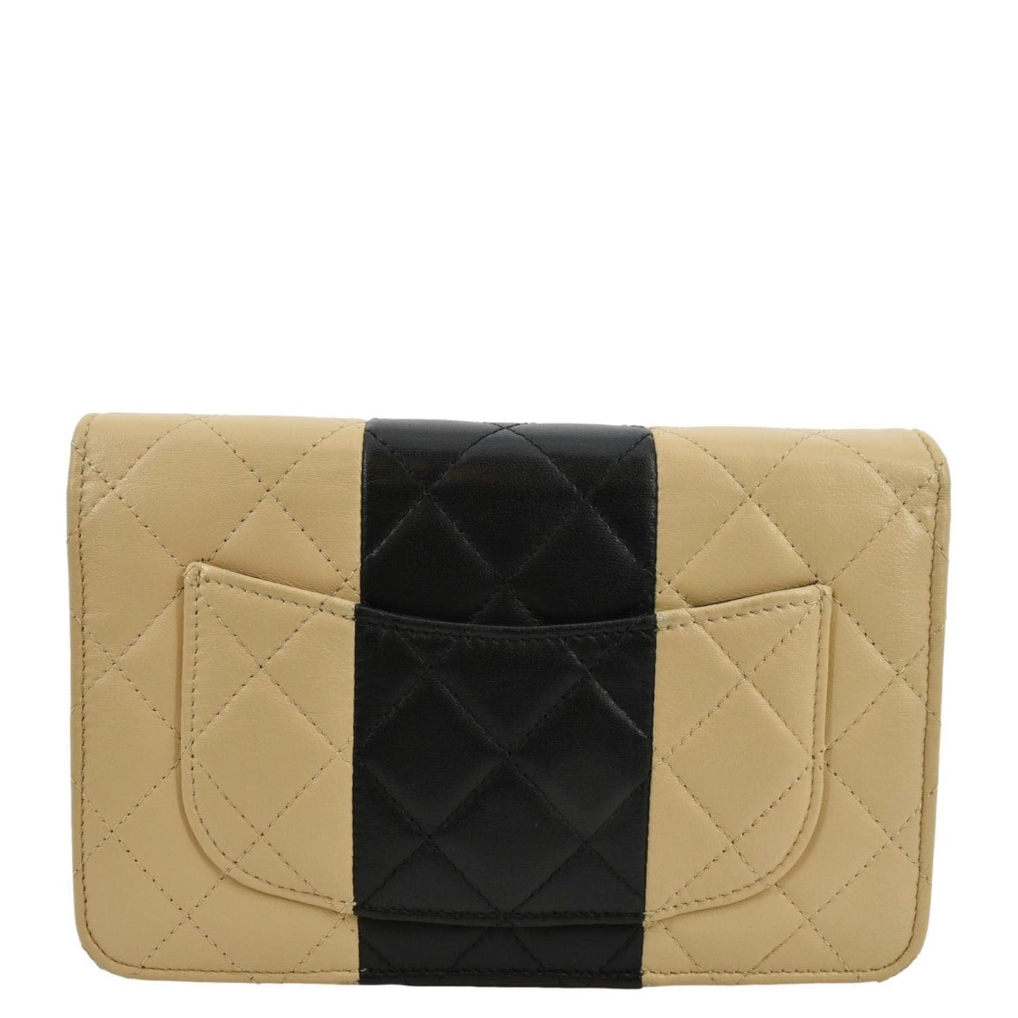 Luxury Chanel WOC Quilted Leather Wallet On Chain Crossbody Bag Bicolor