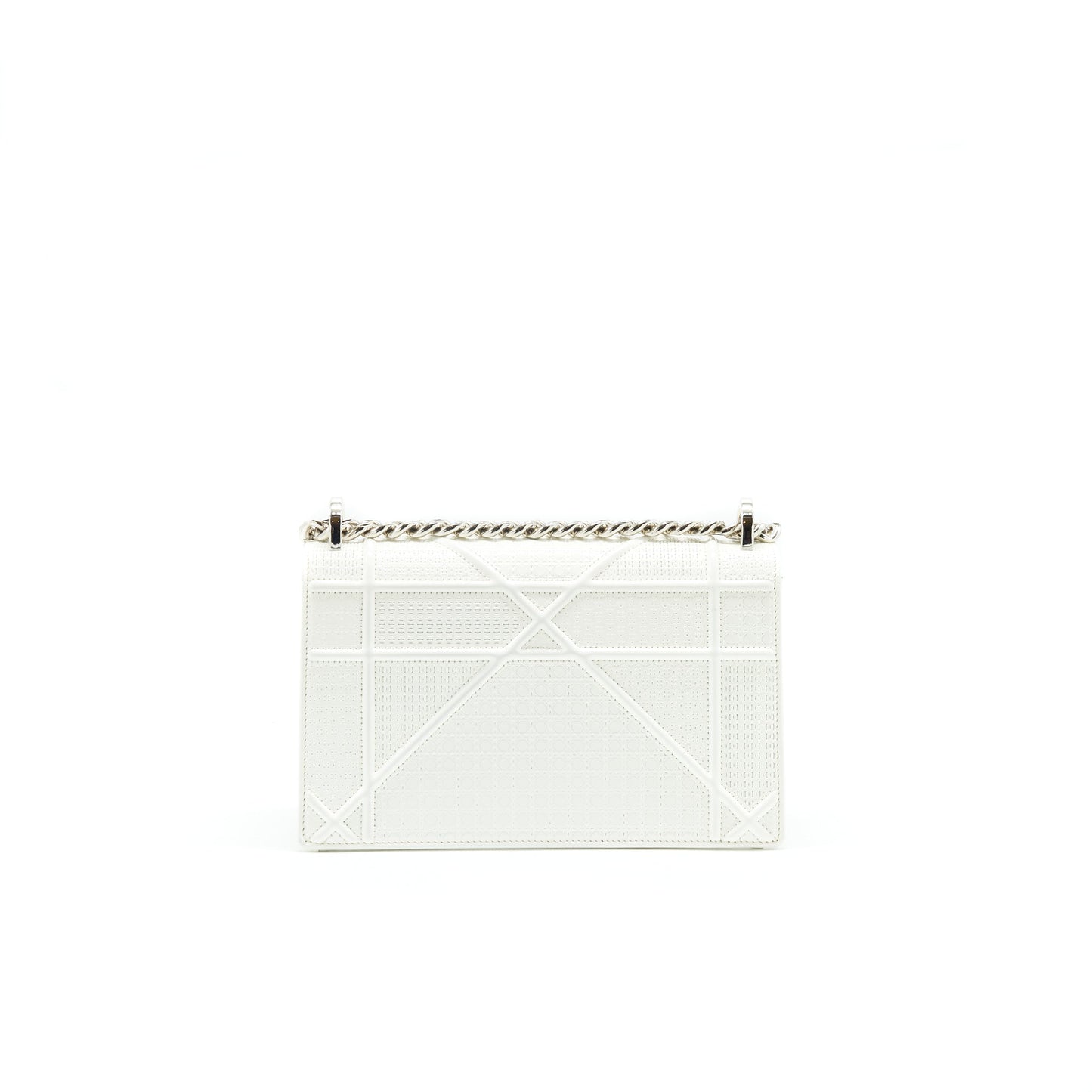 Christian Luxury Dior Small Cannage Luxury Diorama Patent Leather in White SHW