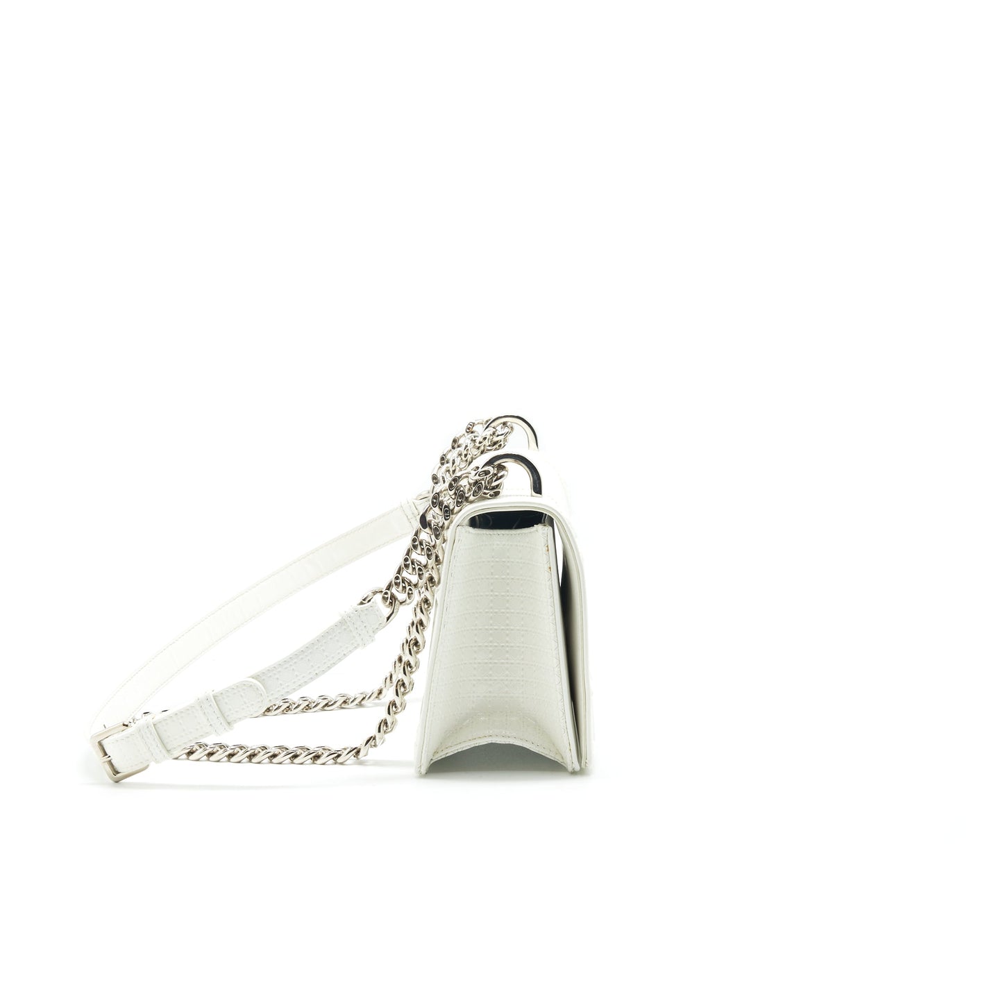 Christian Luxury Dior Small Cannage Luxury Diorama Patent Leather in White SHW
