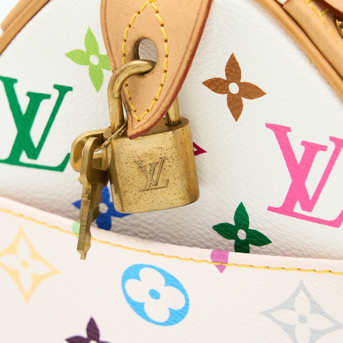 Louis Vuitton Vintage Speedy 25 Limited Edition White/Multicolour GHW