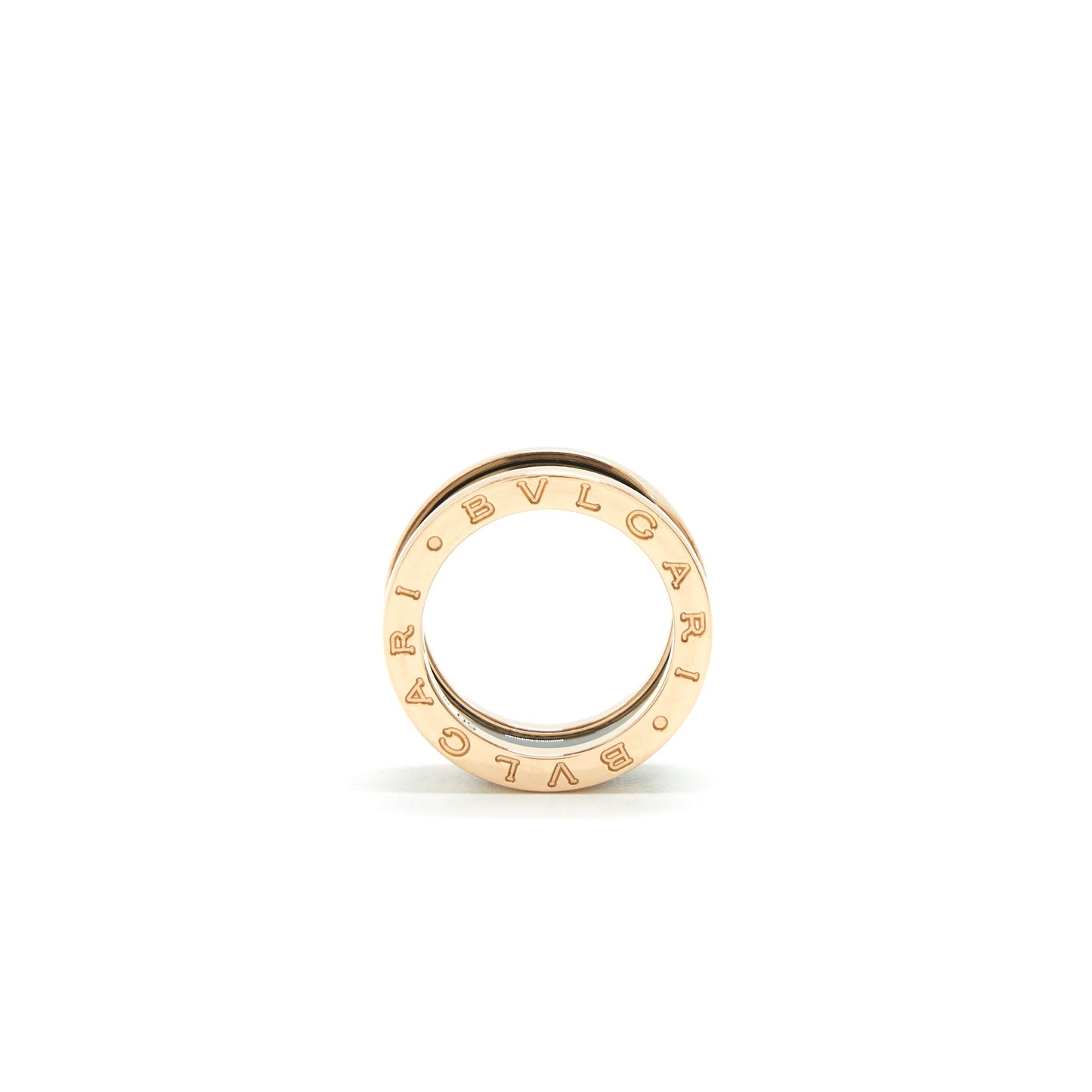 Bvlgari Size 50 B.zero1 Two Band Ring Rosegold / Black Ceramic