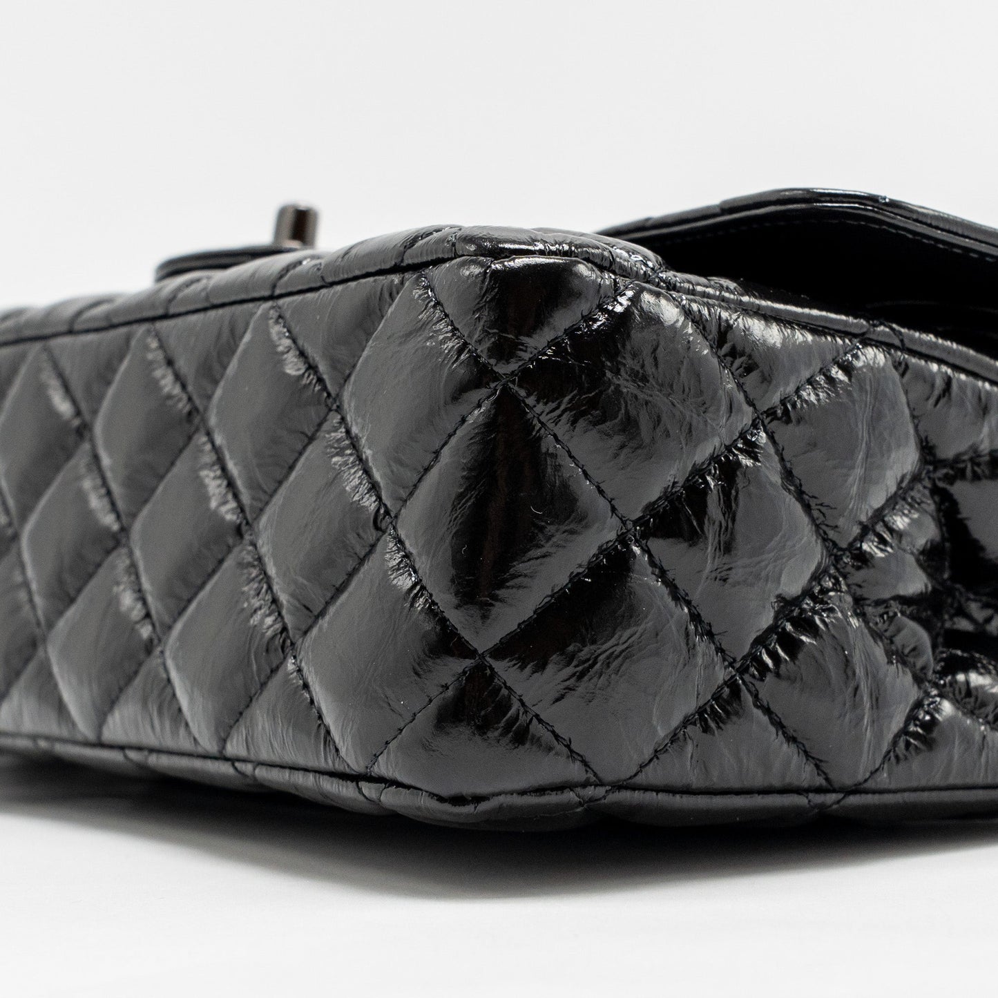 Chanel Medium Classic Double Flap Bag Patent SO Black