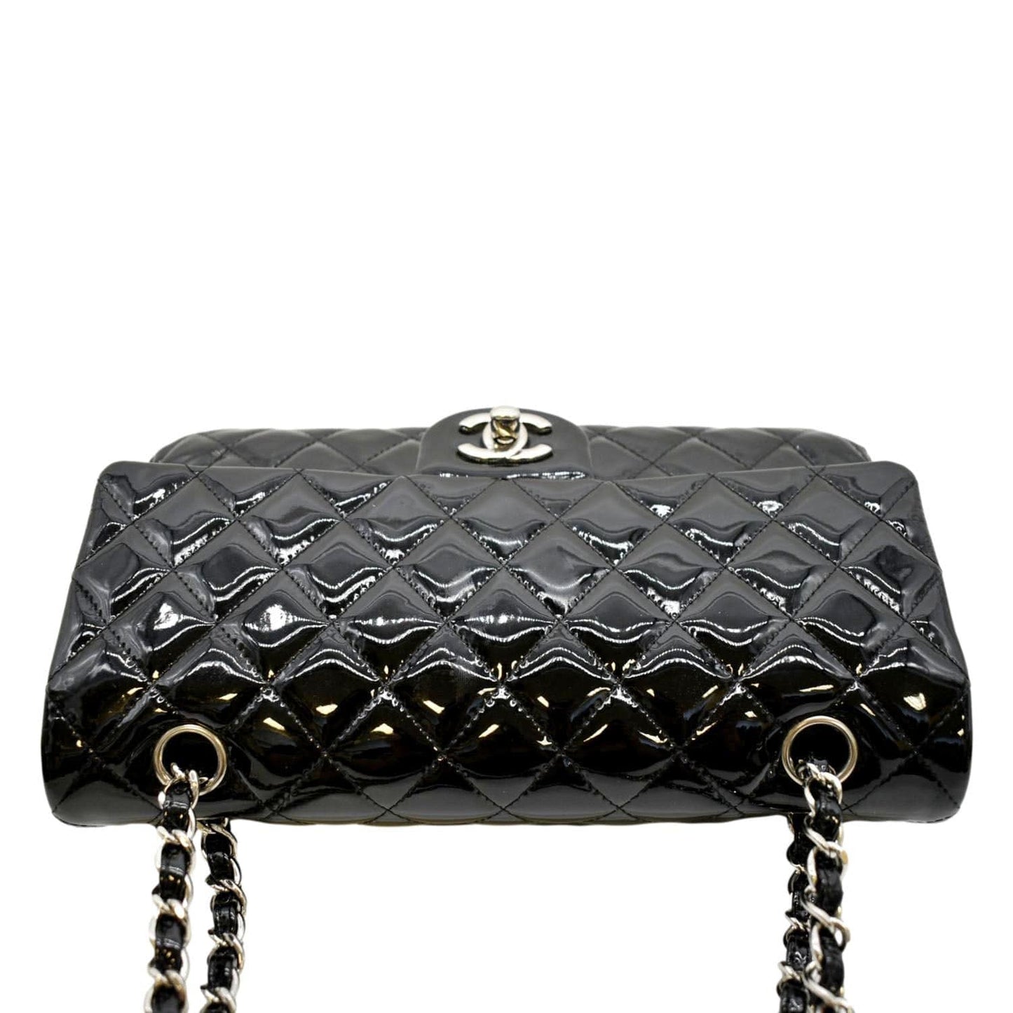 Luxury Chanel Medium Flap Patent Leather Shoulder Bag Black