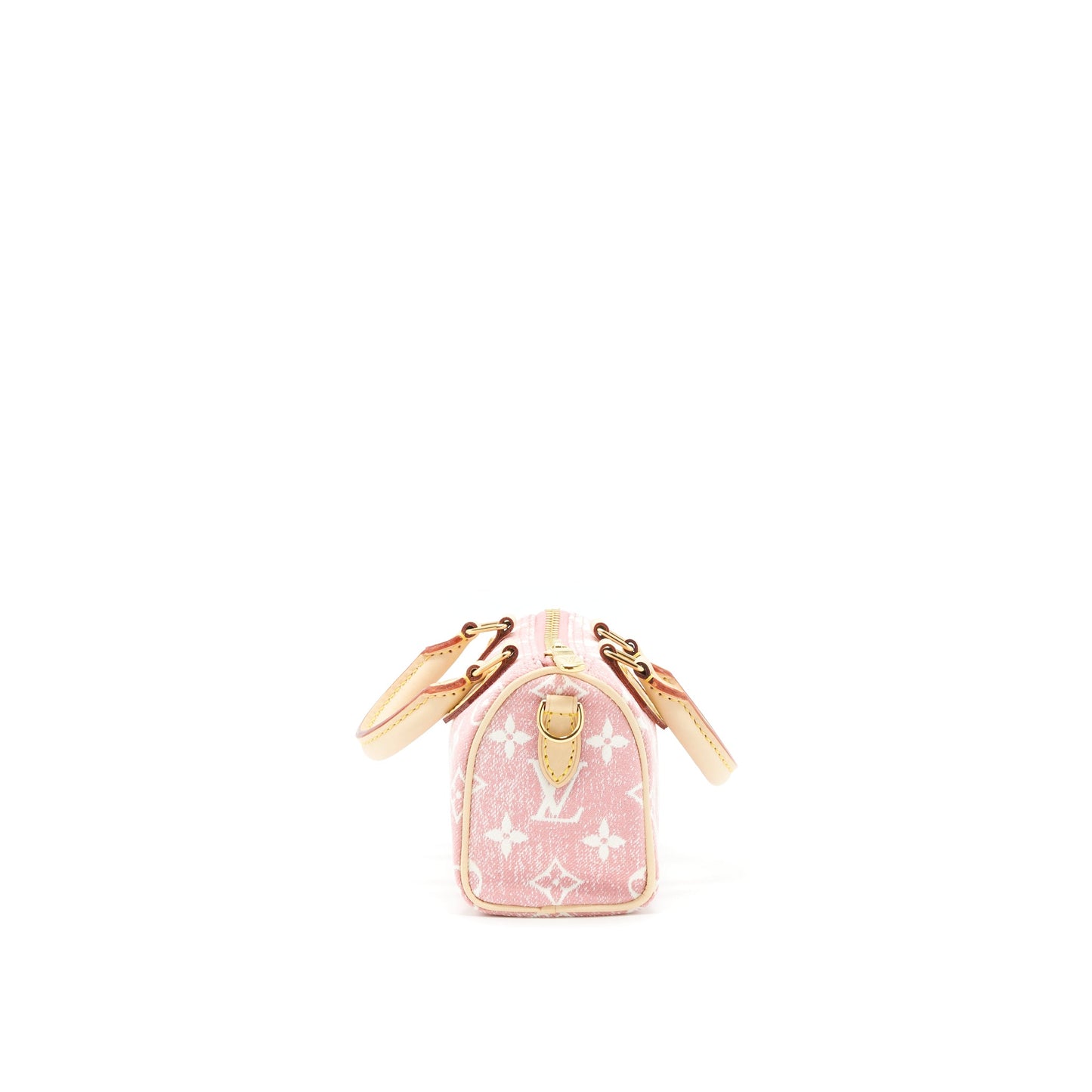 Louis Vuitton nano Speedy Monogram jacquard denim pink