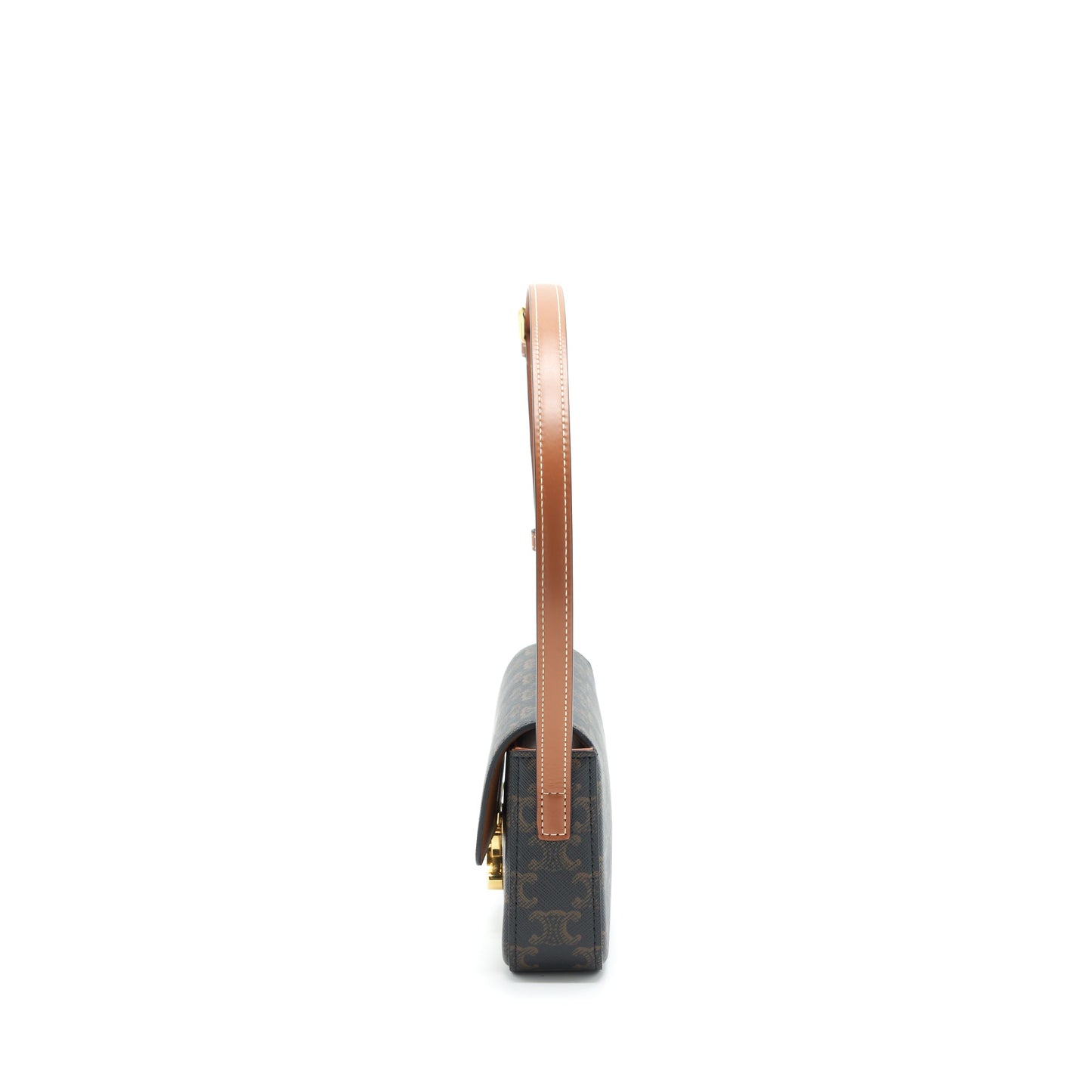 Celine Triomphe Shoulder Bag Triomphe Canvas/Calfskin Tan GHW