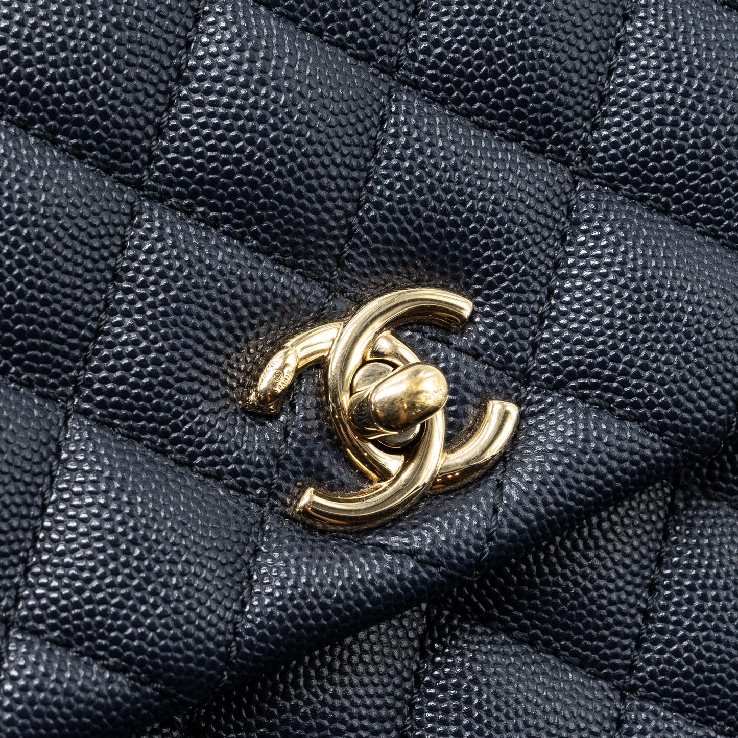 Chanel Small Coco Handle Bag Caviar Navy LGHW