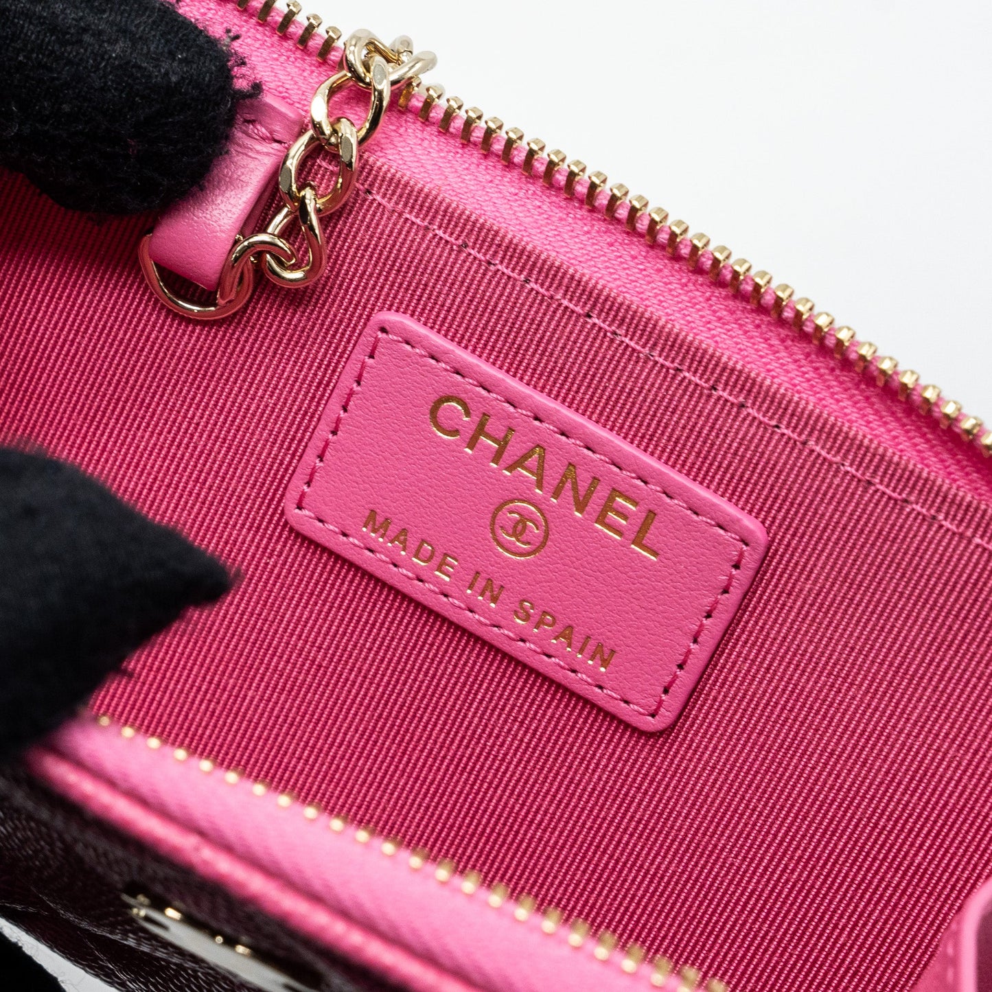 Chanel zippy key ring pouch caviar pink LGHW
