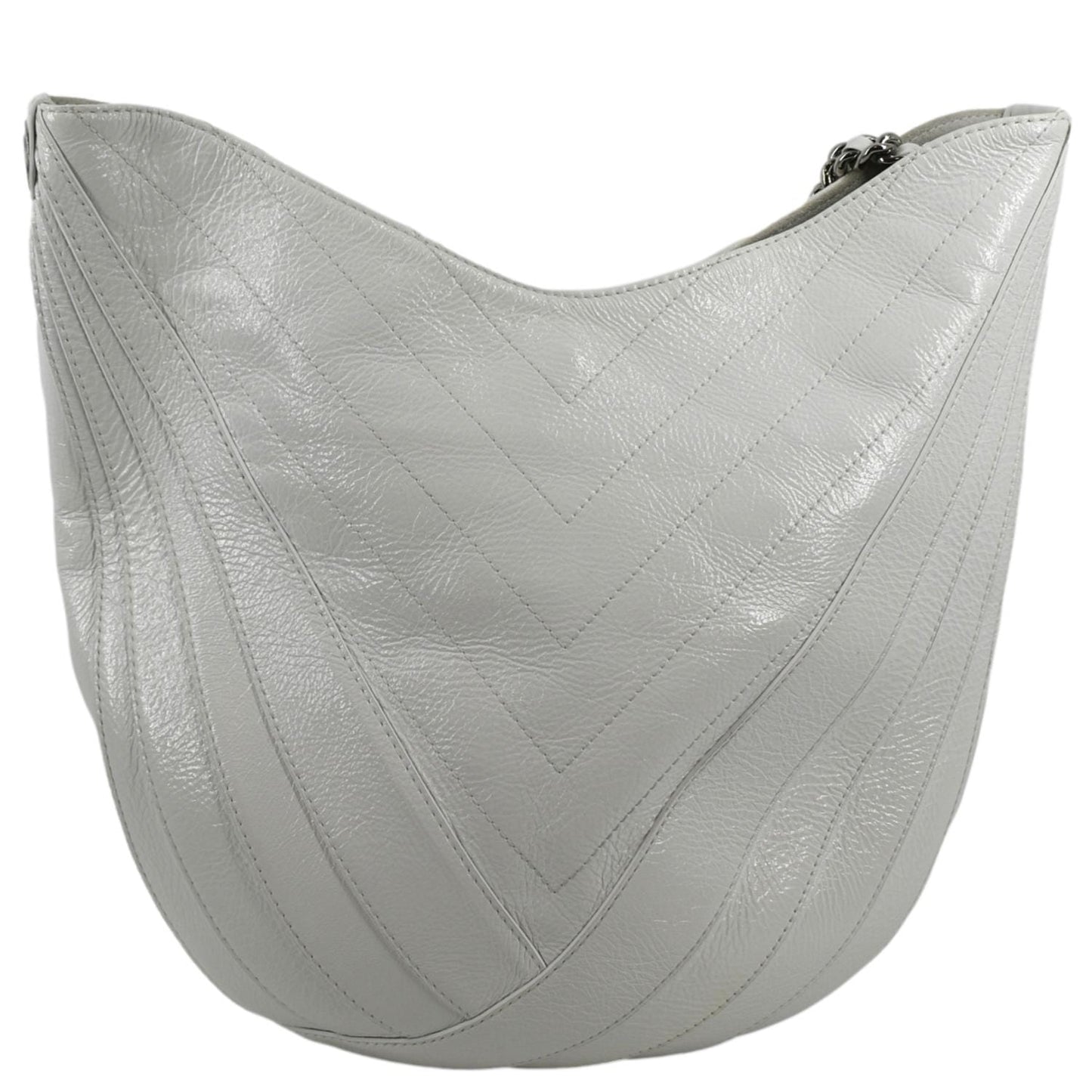Luxury Chanel Droplet Patent Leather Hobo Bag White