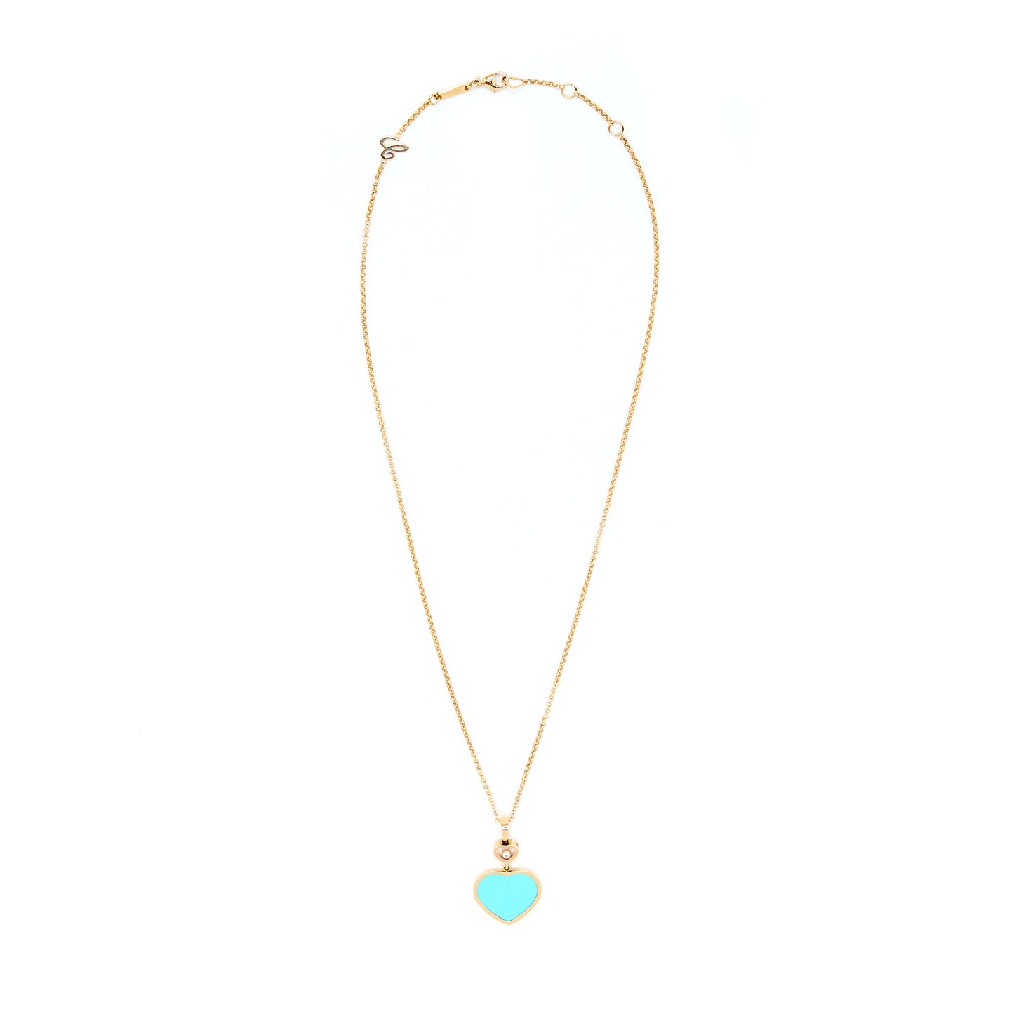 Chopard Happy Heart Pendant 18k Rose Gold Turquoise