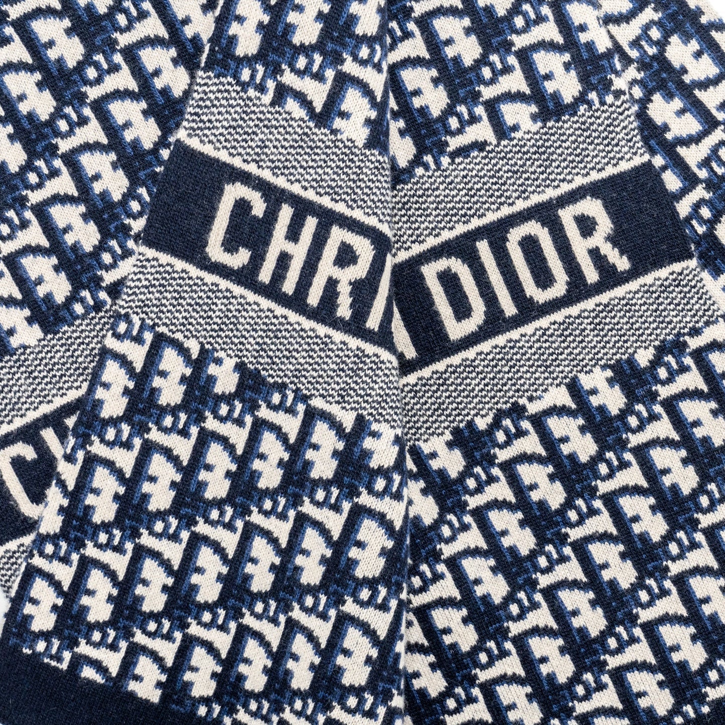 Luxury Dior Oblique Scarf Wool/Cashmere Navy