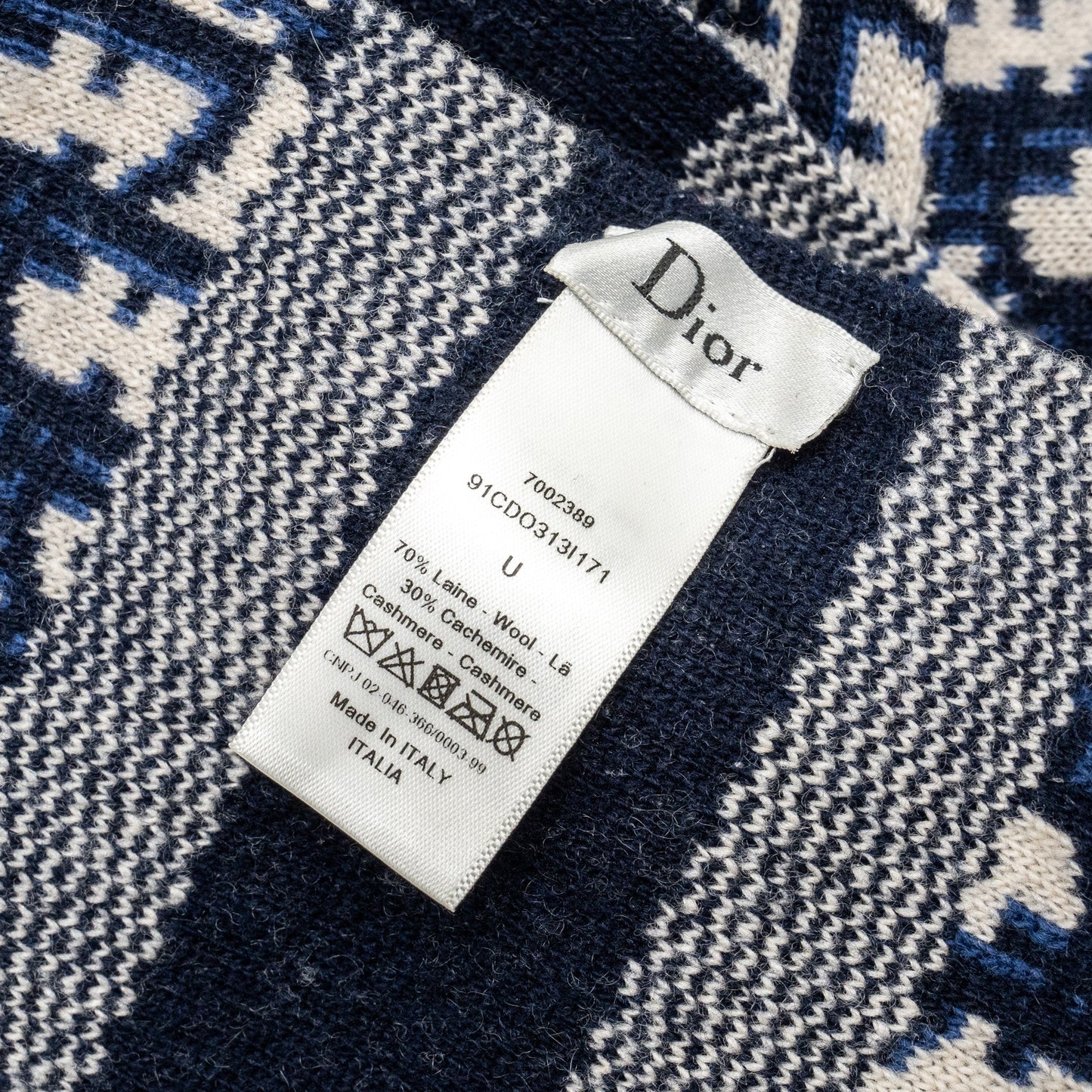 Luxury Dior Oblique Scarf Wool/Cashmere Navy