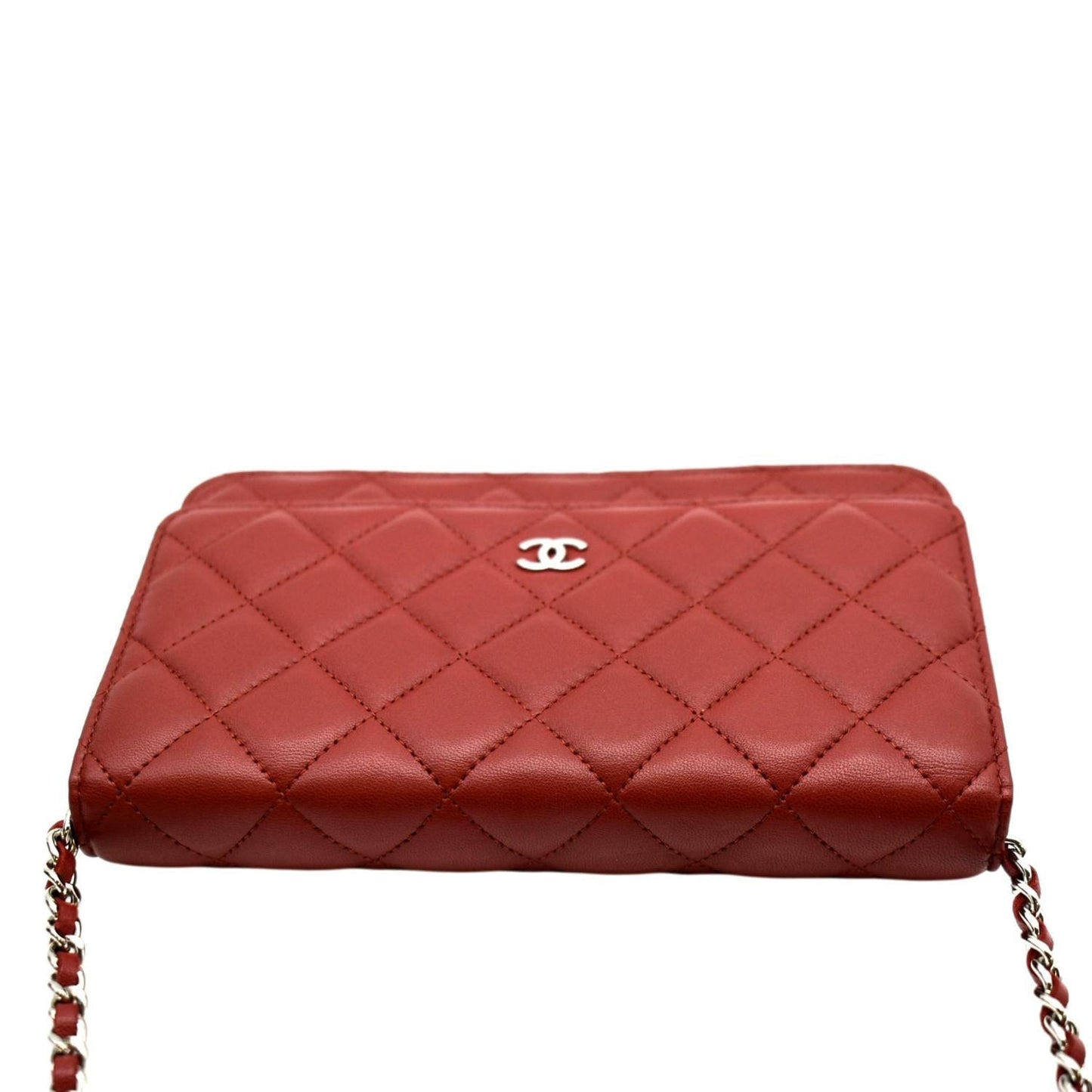Luxury Chanel WOC Quilted Leather Crossbody Wallet Red
