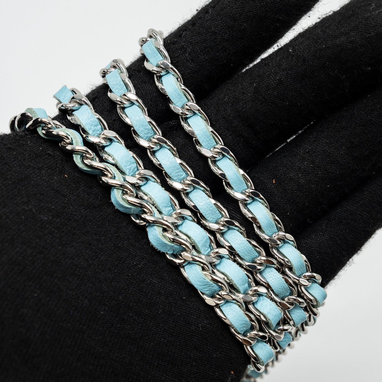 Chanel Classic Wallet On Chain Lambskin Light Blue SHW