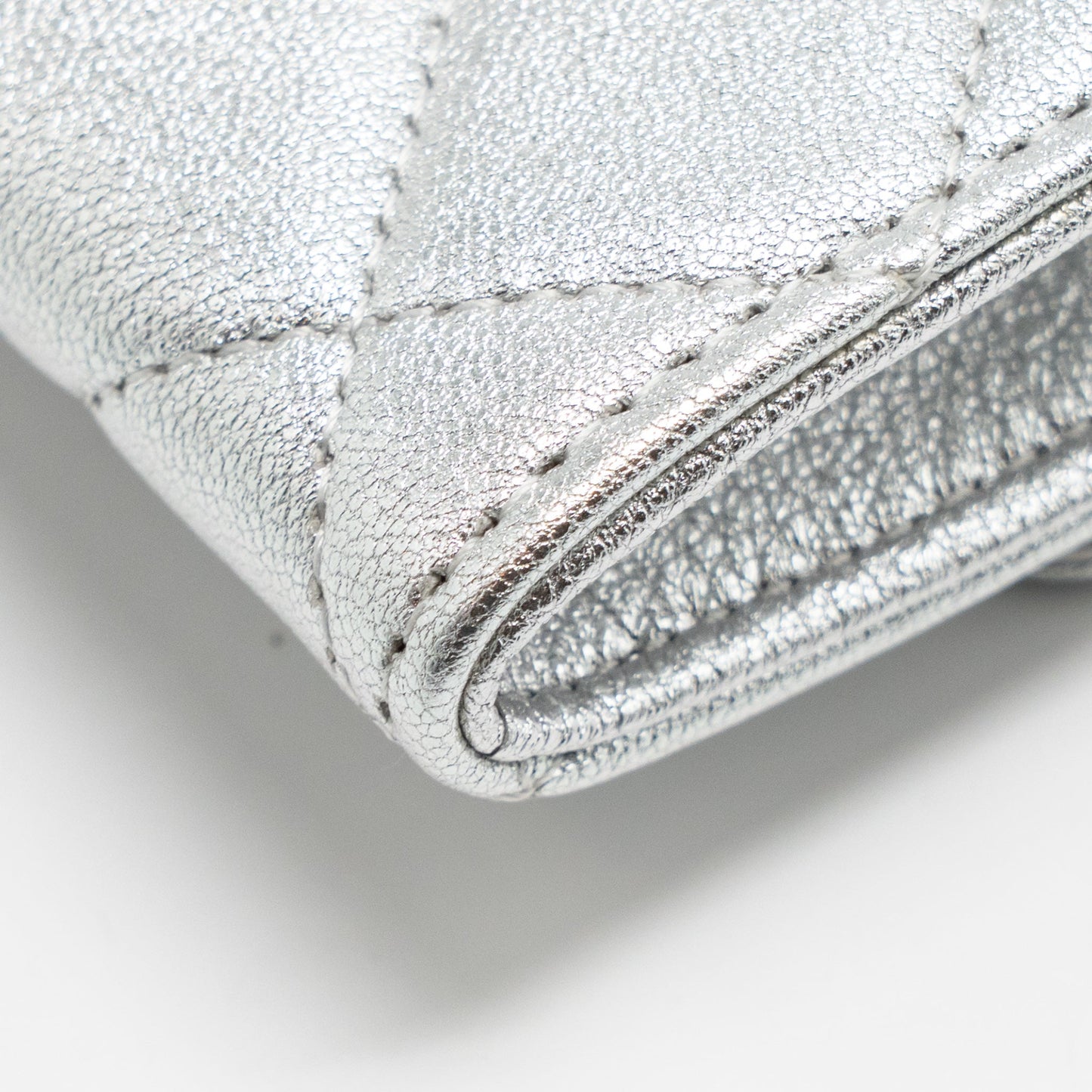 Chanel mini flap belt bag lambskin silver SHW