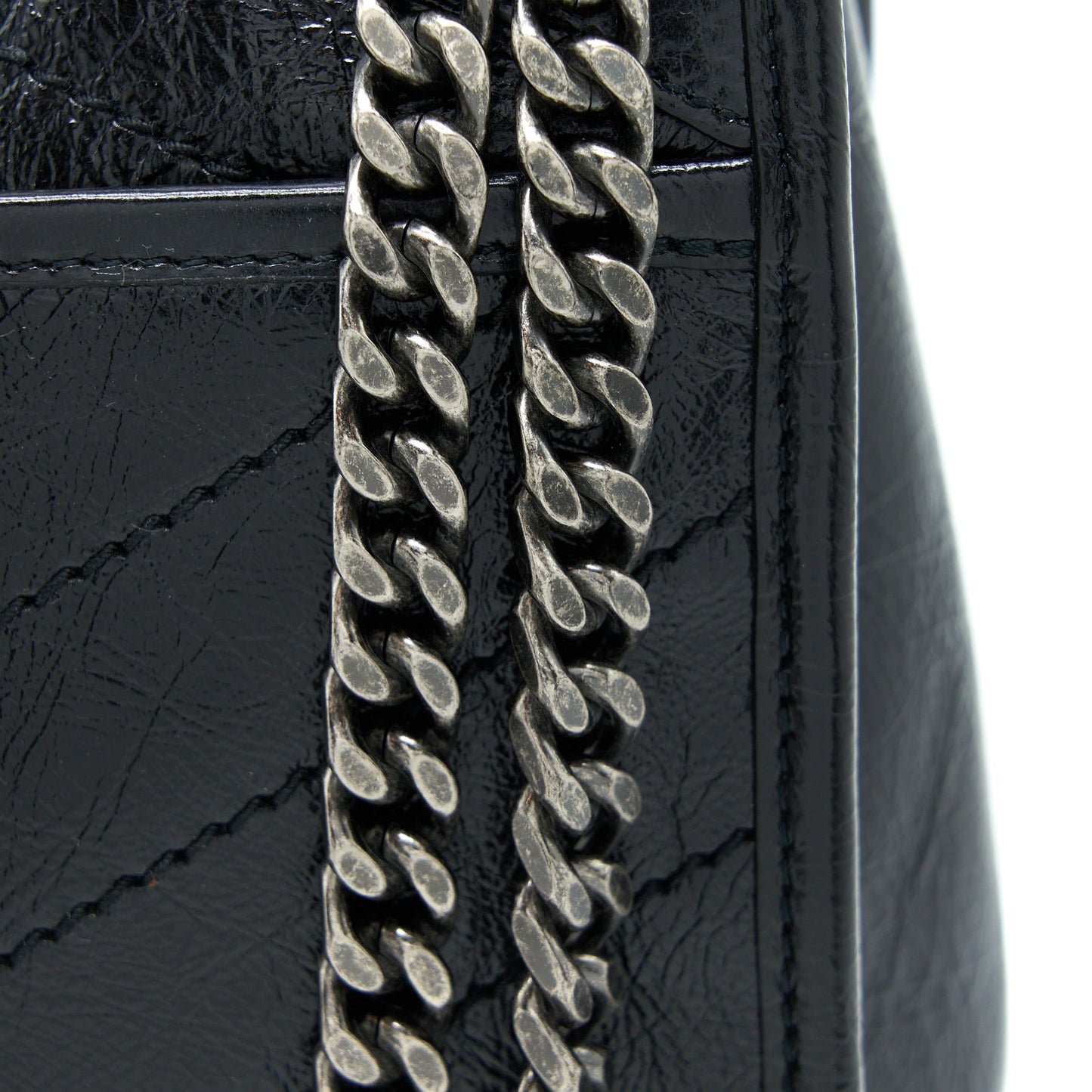 Saint Laurent Medium Niki Chain Bag Aged Calfskin Black Ruthenium Hardware