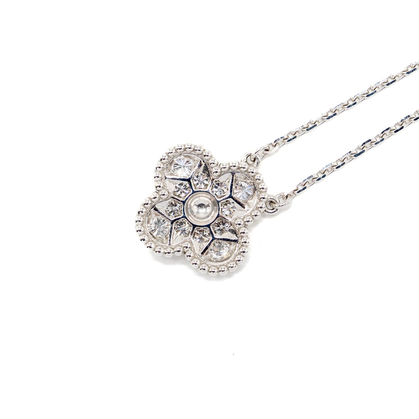 Van Cleef & Arpels Vintage Alhambra Pendant White Gold Diamonds