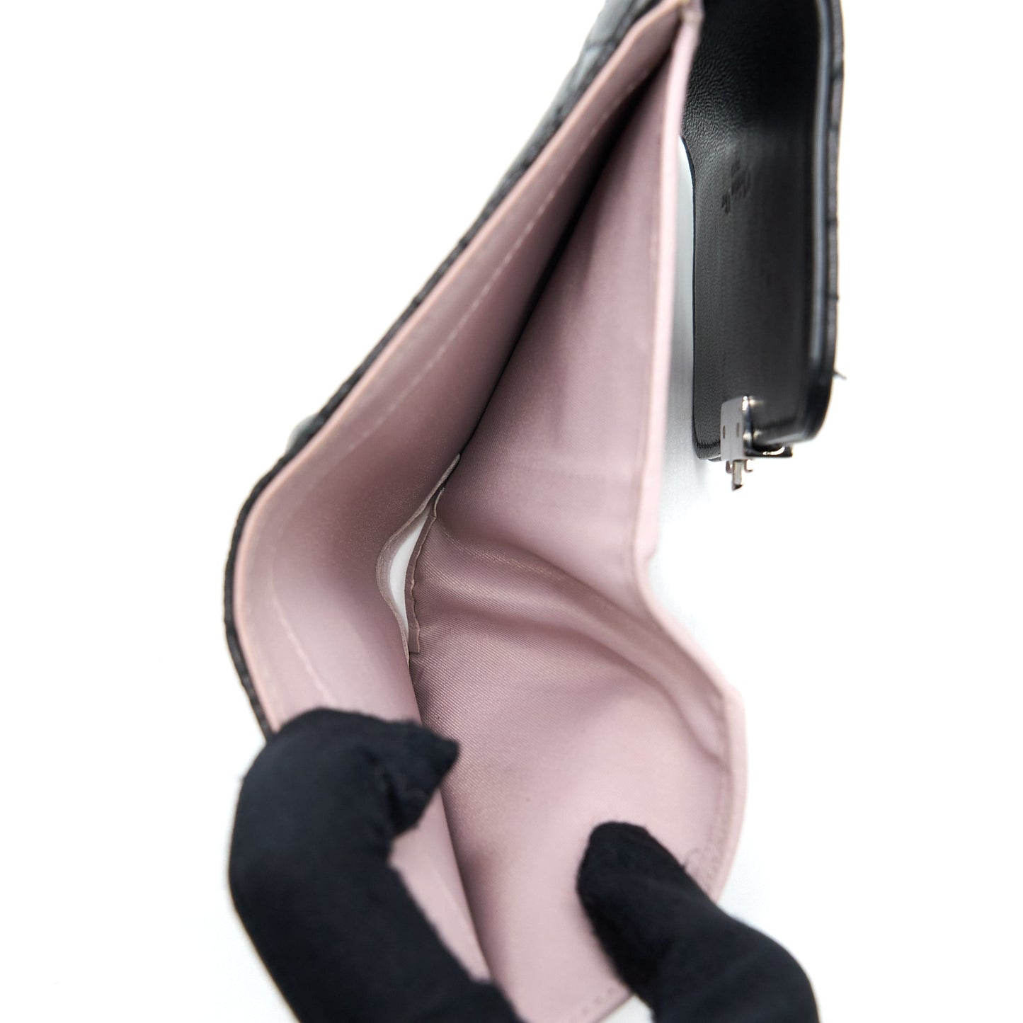 Luxury Dior Compact Wallet Lambskin Black/Pink SHW