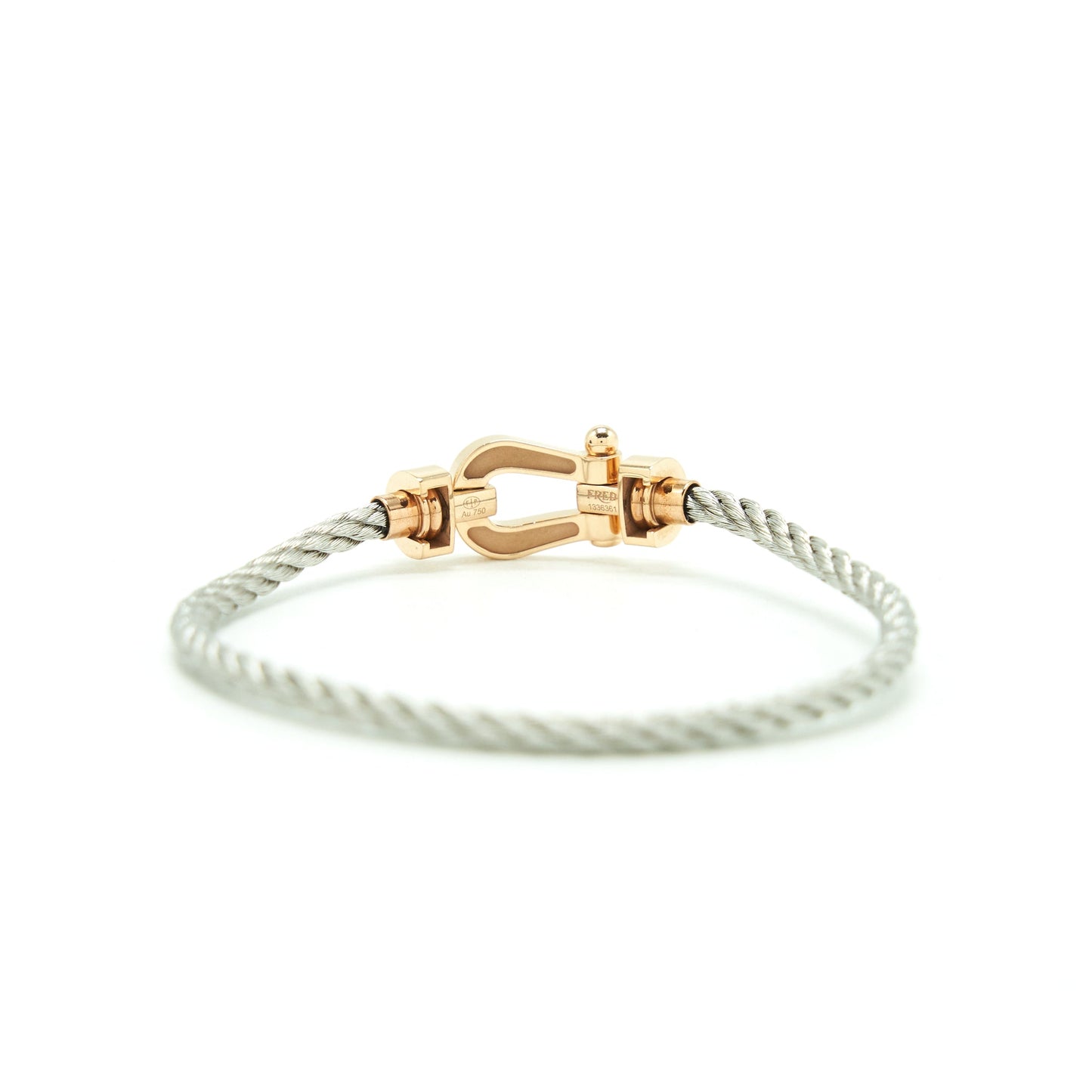 Fred Force 10 Bracelet 18K Pink Gold With Diamonds With Light Grey And Dark Pink Cable