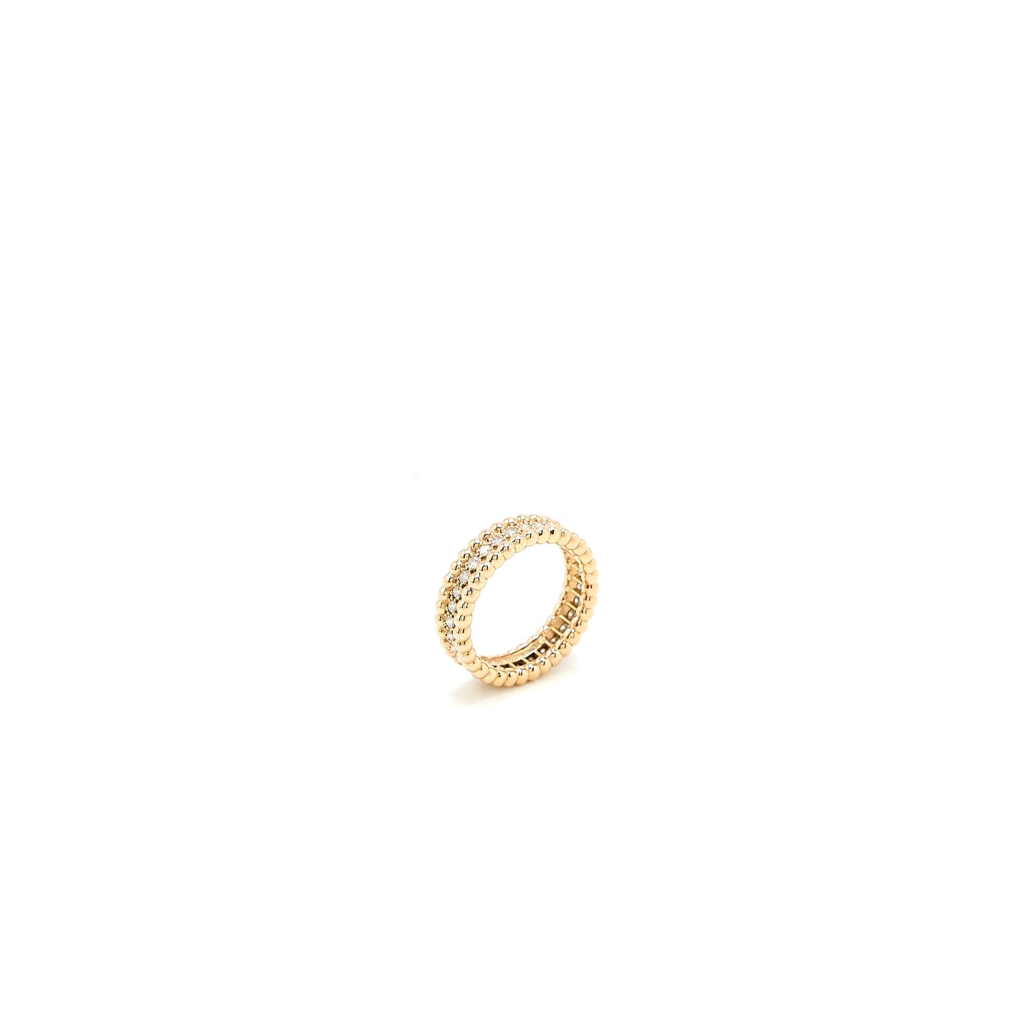 Van Cleef & Arpels Size 50 Perle Diamonds Ring, 1 Row Rose Gold with Diamonds