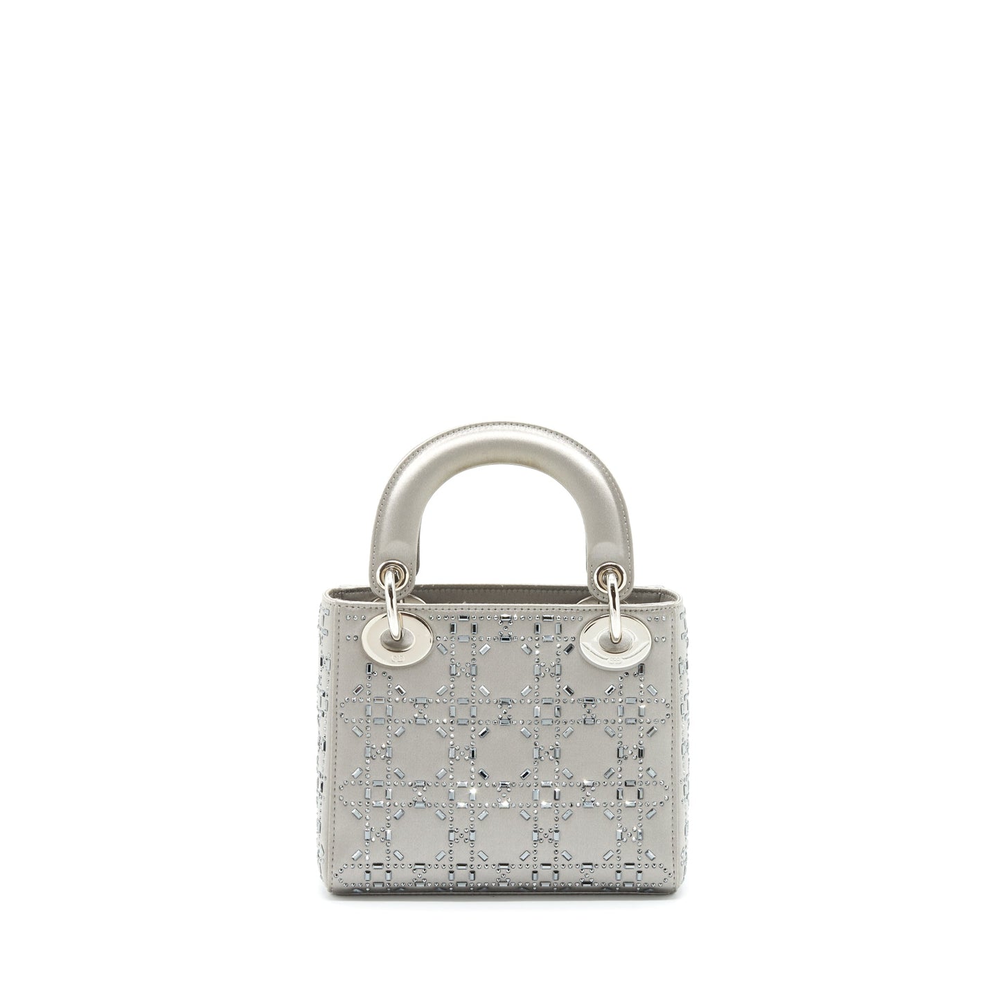 Luxury Dior Mini Lady Luxury Dior Satin Crystal Cannage Grey SHW