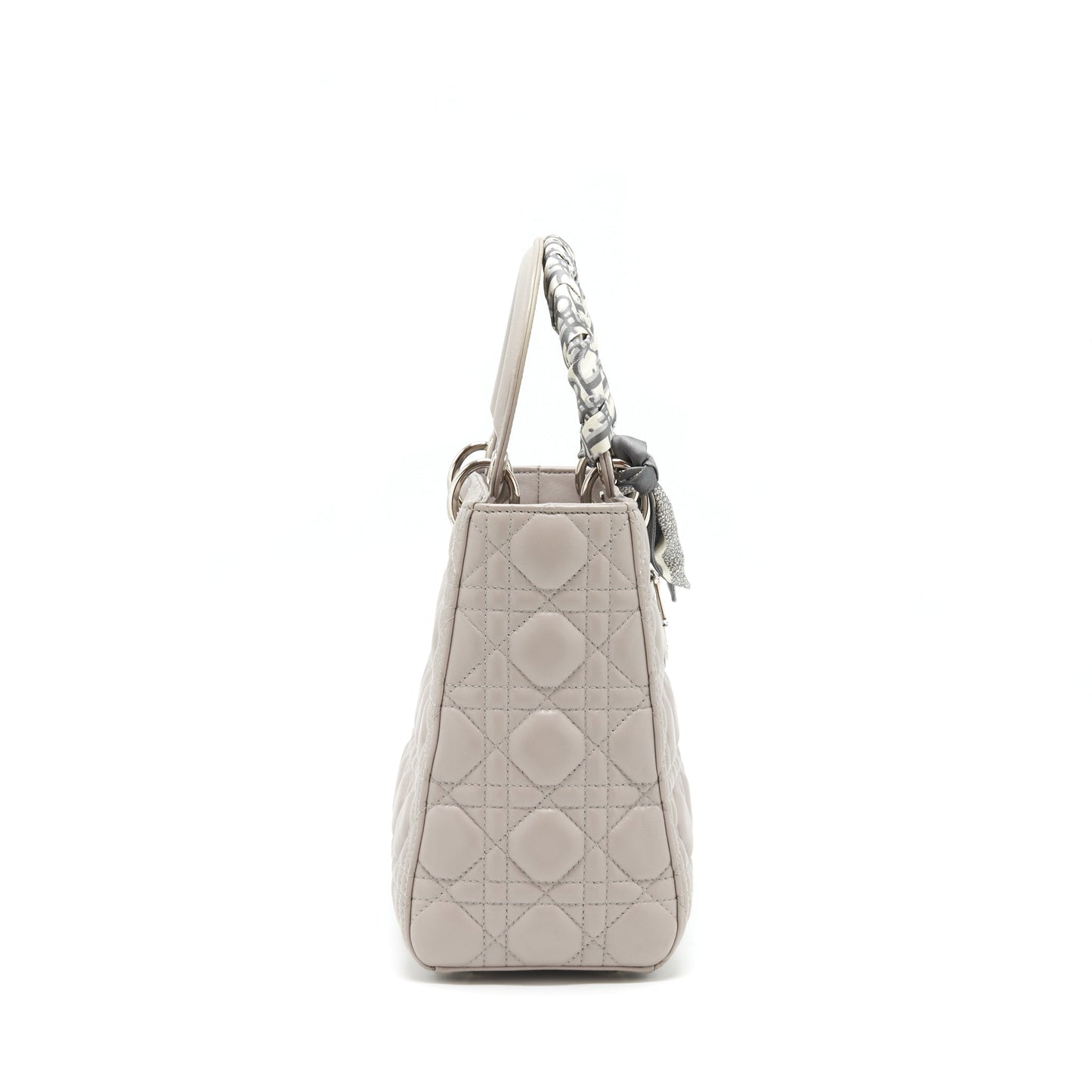 Luxury Dior Lady Luxury Dior Medium Lambskin Grey SHW With An Extra Twilly