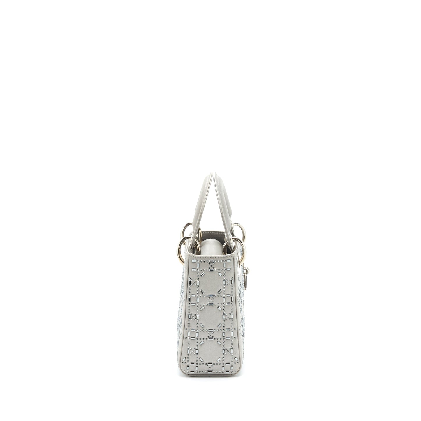 Luxury Dior Mini Lady Luxury Dior Satin Crystal Cannage Grey SHW