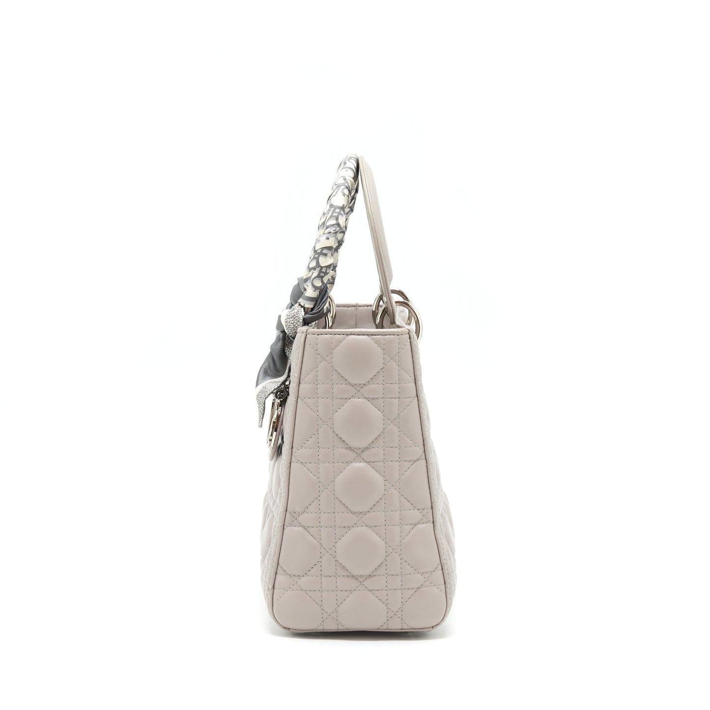 Luxury Dior Lady Luxury Dior Medium Lambskin Grey SHW With An Extra Twilly
