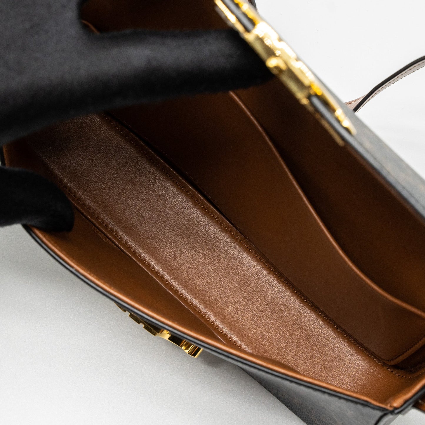 Celine Triomphe Shoulder Bag Triomphe Canvas/Calfskin Tan GHW
