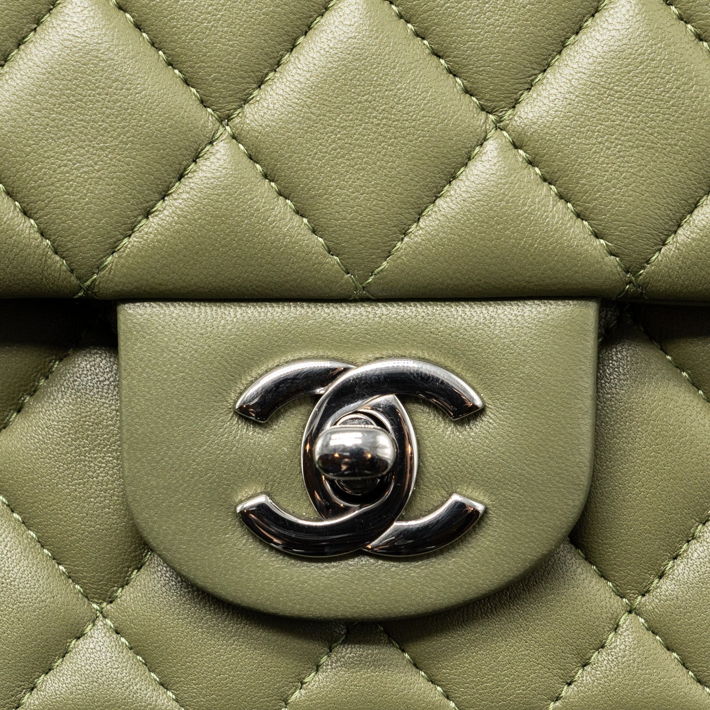 Chanel Mini Rectangular Flap Bag Lambskin Green SHW (Microchip)
