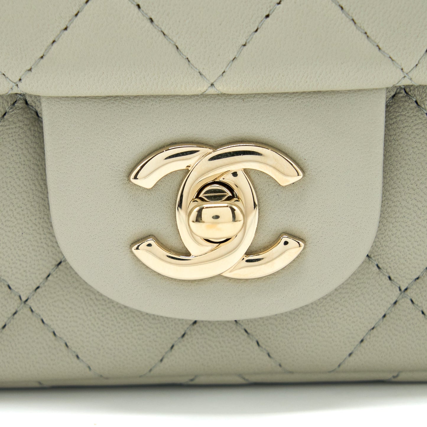 Chanel Mini Rectangular Flap Bag Lambskin Light Grey LGHW (Microchip)