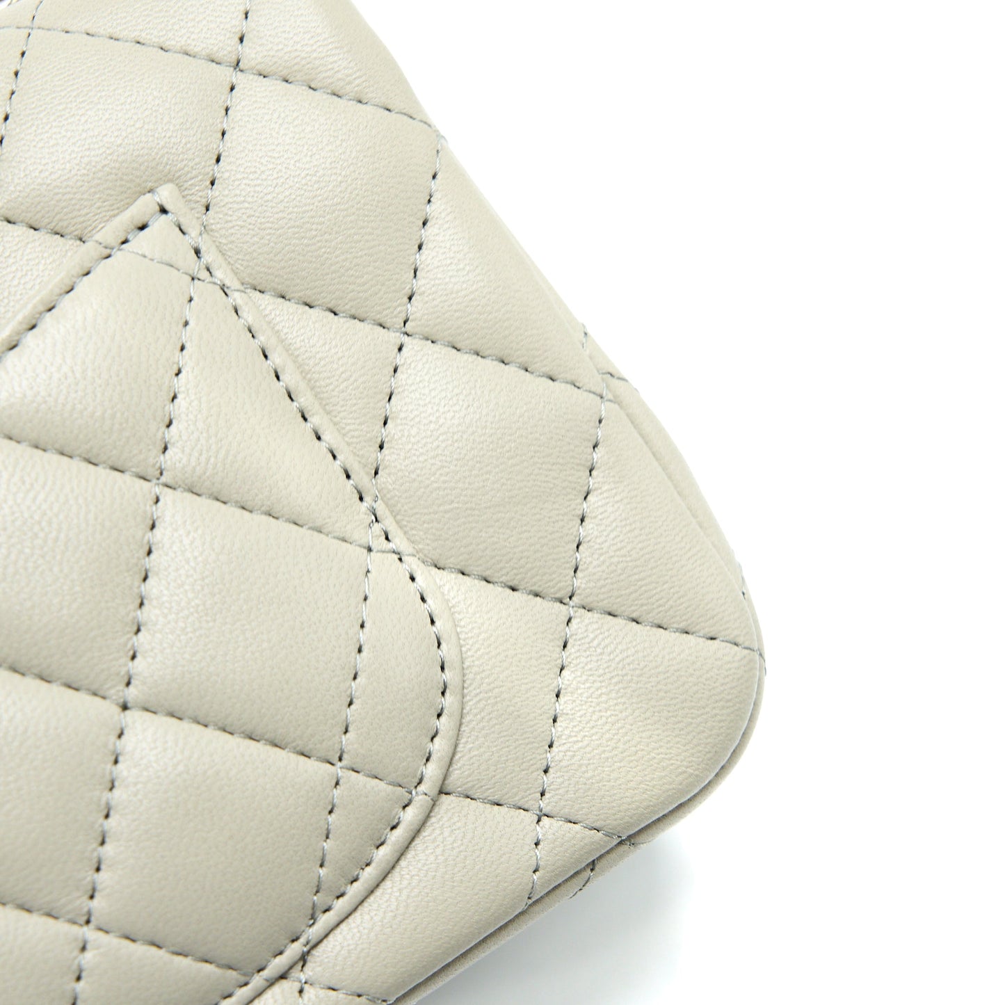 Chanel Mini Rectangular Flap Bag Lambskin Light Grey LGHW (Microchip)