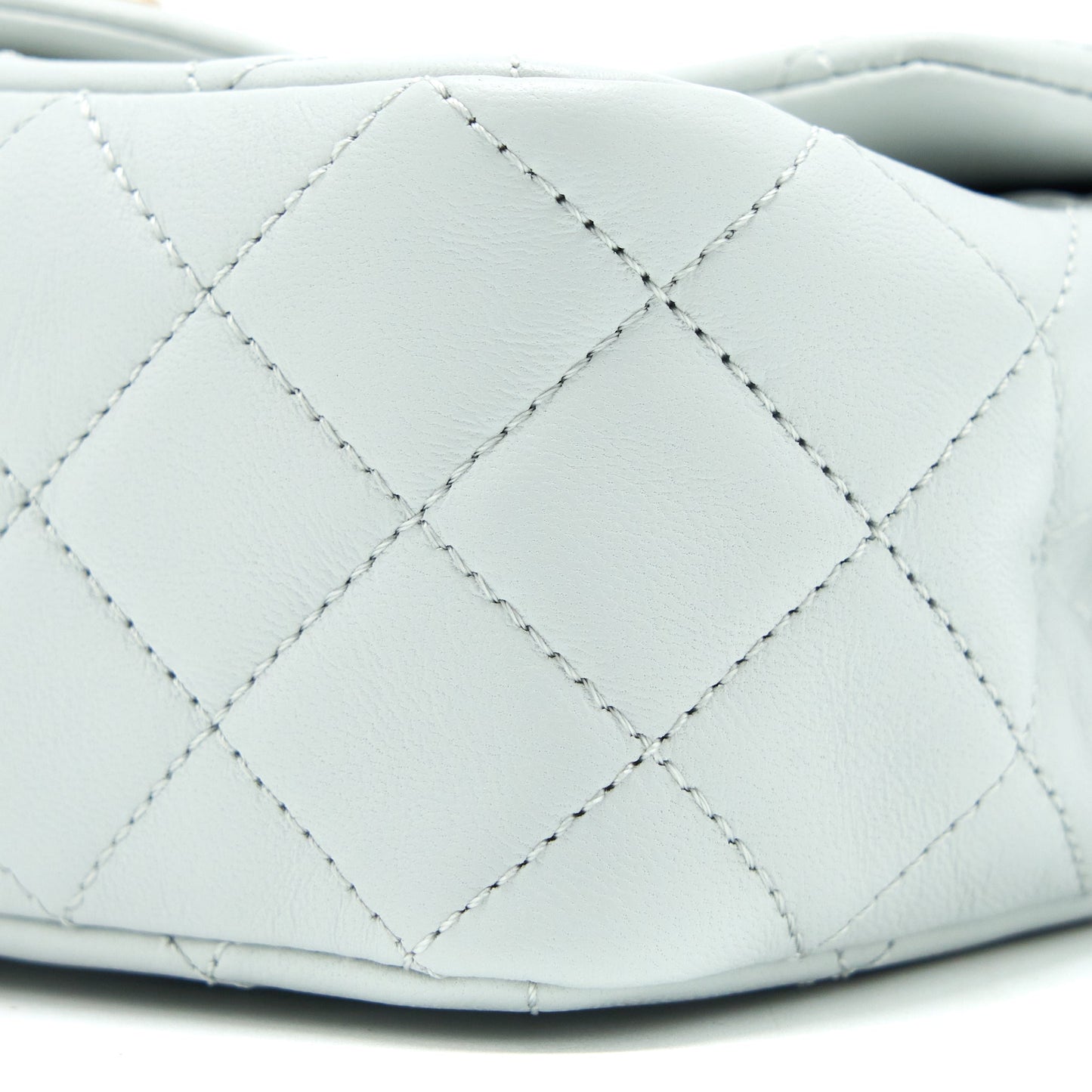 Chanel 23C Pearl Crush Mini Square Lambskin Light Grey GHW (Microchip)