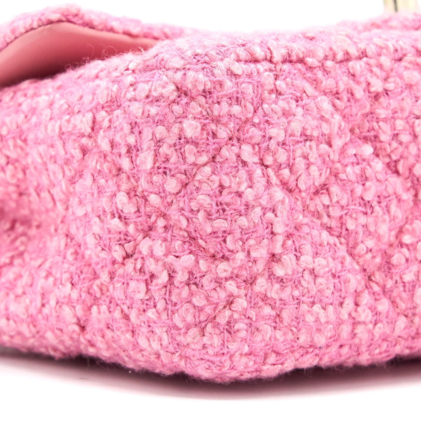 Chanel Mini Rectangular Flap Bag Tweed Pink LGHW (Microchip)