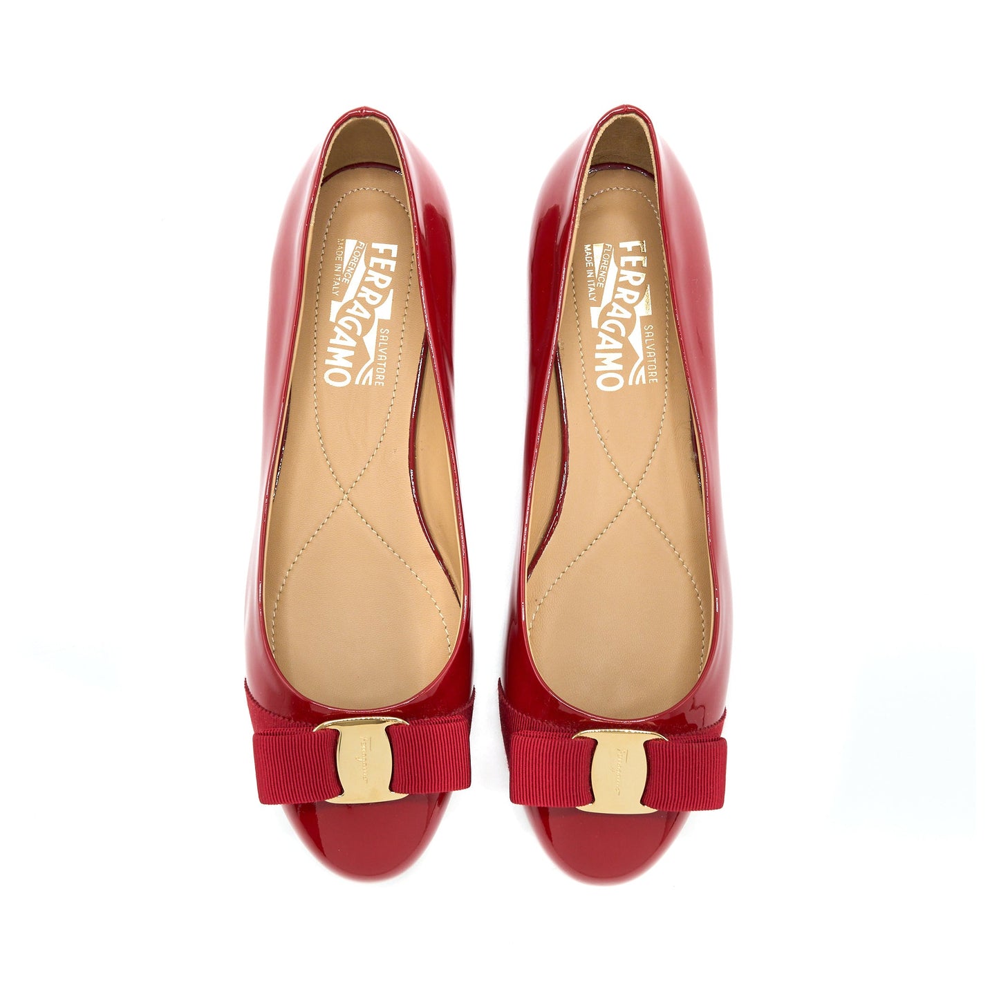 Ferragamo Size 7.5C Varuna Ballet Flats Red