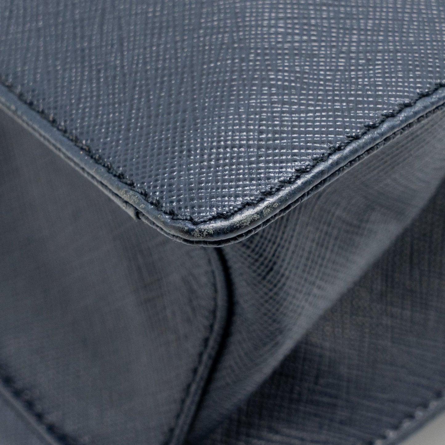 Prada Saffiano Travel Briefcase Calfskin Dark Blue SHW