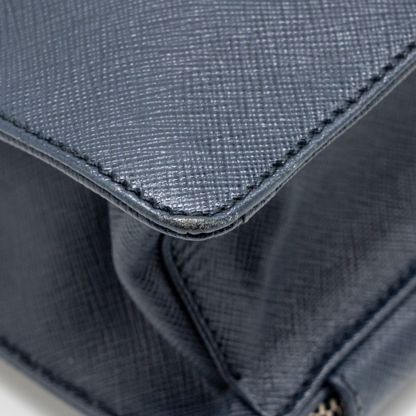 Prada Saffiano Travel Briefcase Calfskin Dark Blue SHW