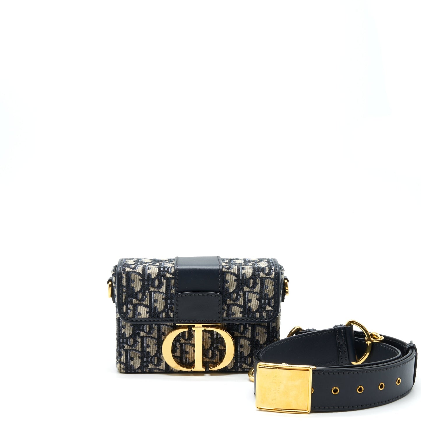 Luxury Dior 30 Montaigne Box Bag Blue Oblique Jacquard GHW