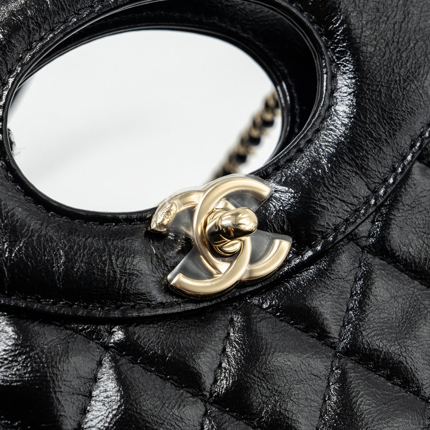 Chanel 23C mini 31 bag shiny calfskin black LGHW (microchip)