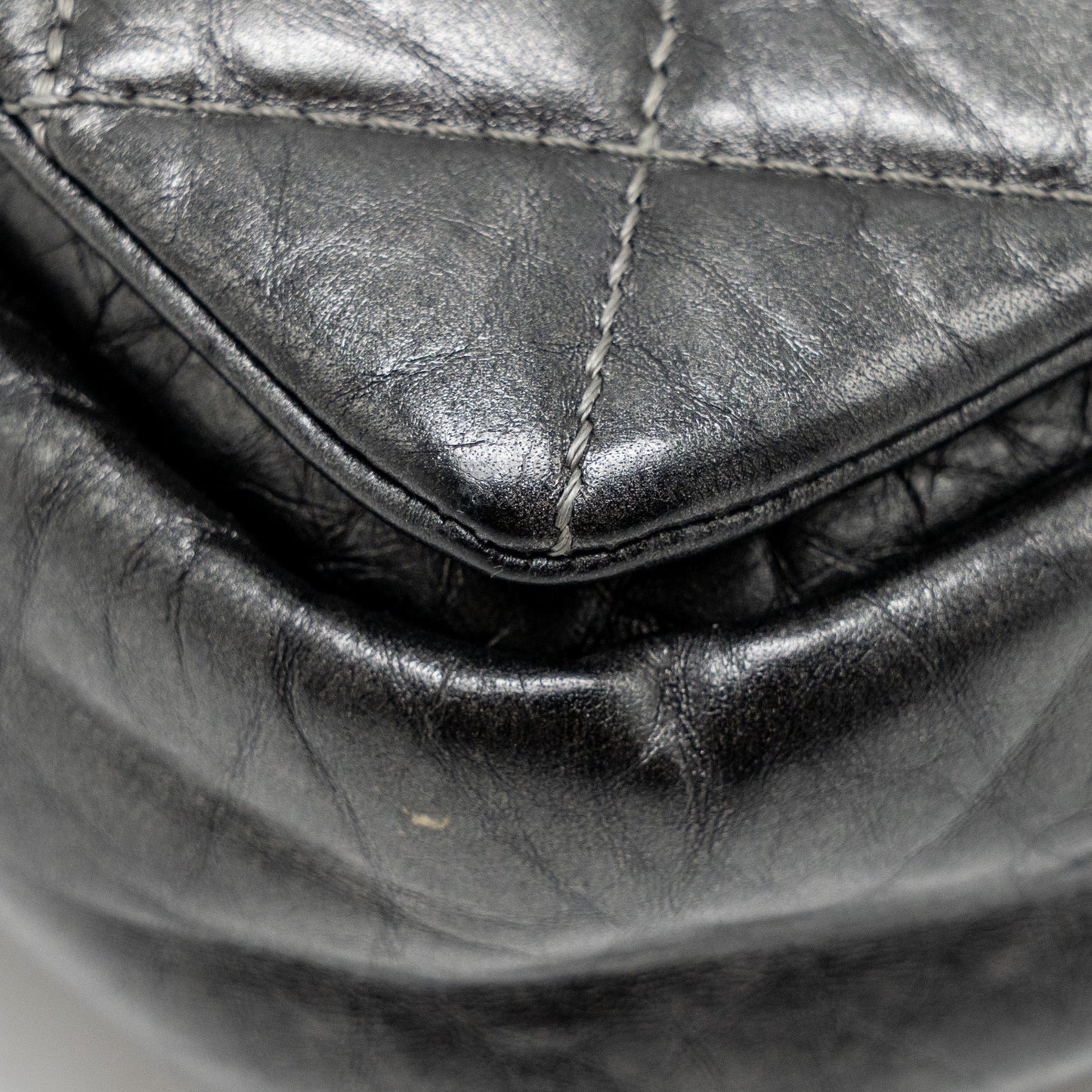 Chanel Detailed Chain Single Flap Bag Calfskin Charcoal Grey SHW
