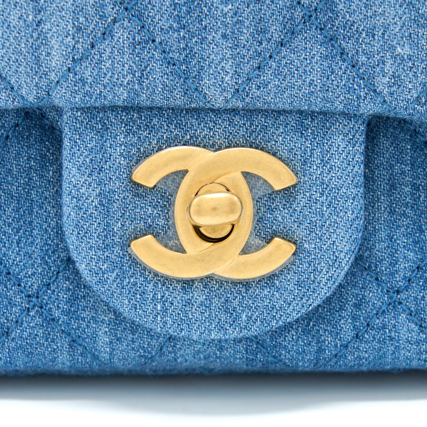 Chanel Pearl Crush Mini Square Flap Bag Denim GHW (Microchip)