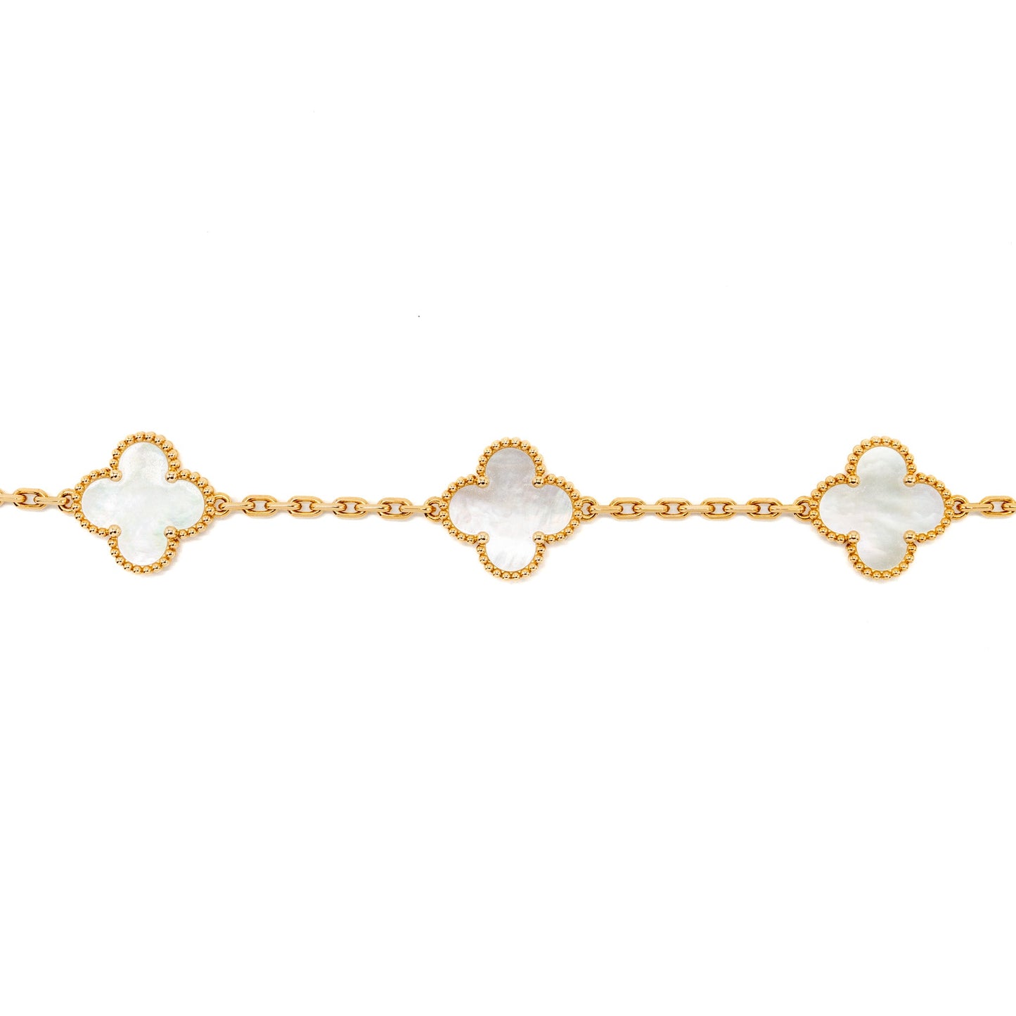 Van Cleef and Arpels vintage Alhambra bracelet 5 motifs 18K yellow gold / mother of pearl