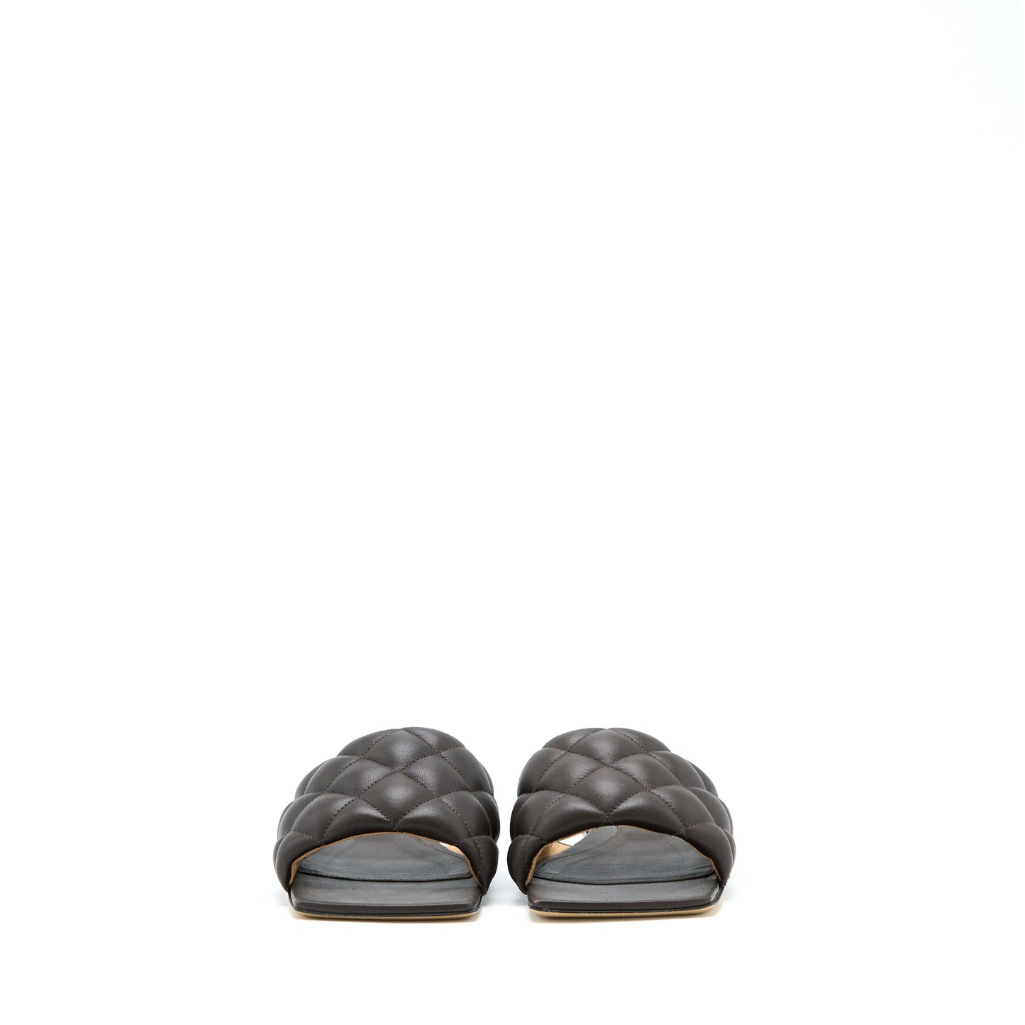 Bottega Veneta Size 36.5 Padded Sandals Leather Dark Brown